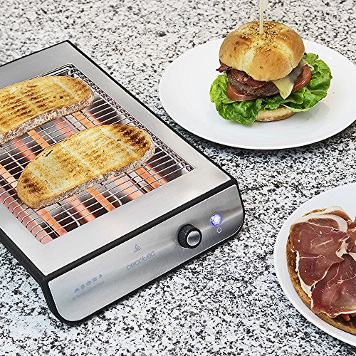 Cecotec - Horizontal Turbo Flat Toaster with 900W Power, 6 Toast Levels, Stainless Steel Finish