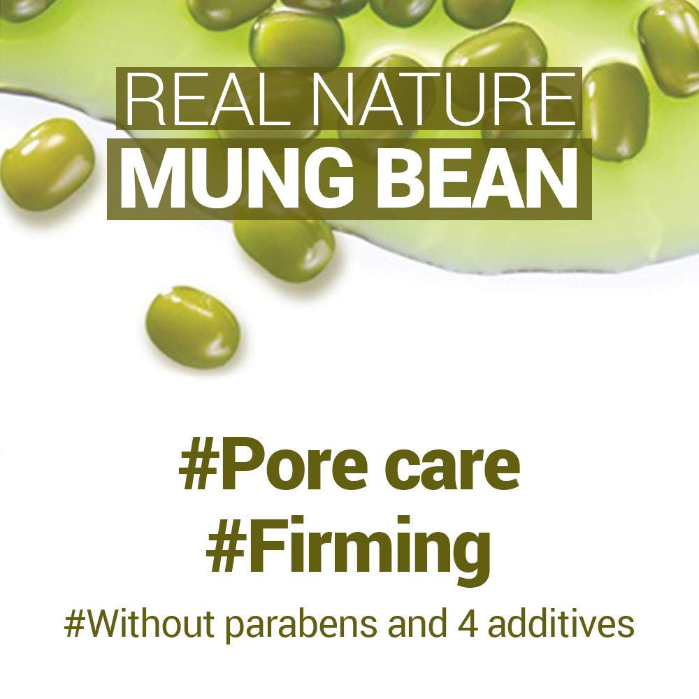 THE FACE SHOP Real Nature Face Mask | Effective in Purifying Pores for Clean & Smooth Skin Texture | K Beauty Facial Skincare for Oily & Dry Skin | Mung Bean,K-Beauty - Medaid International