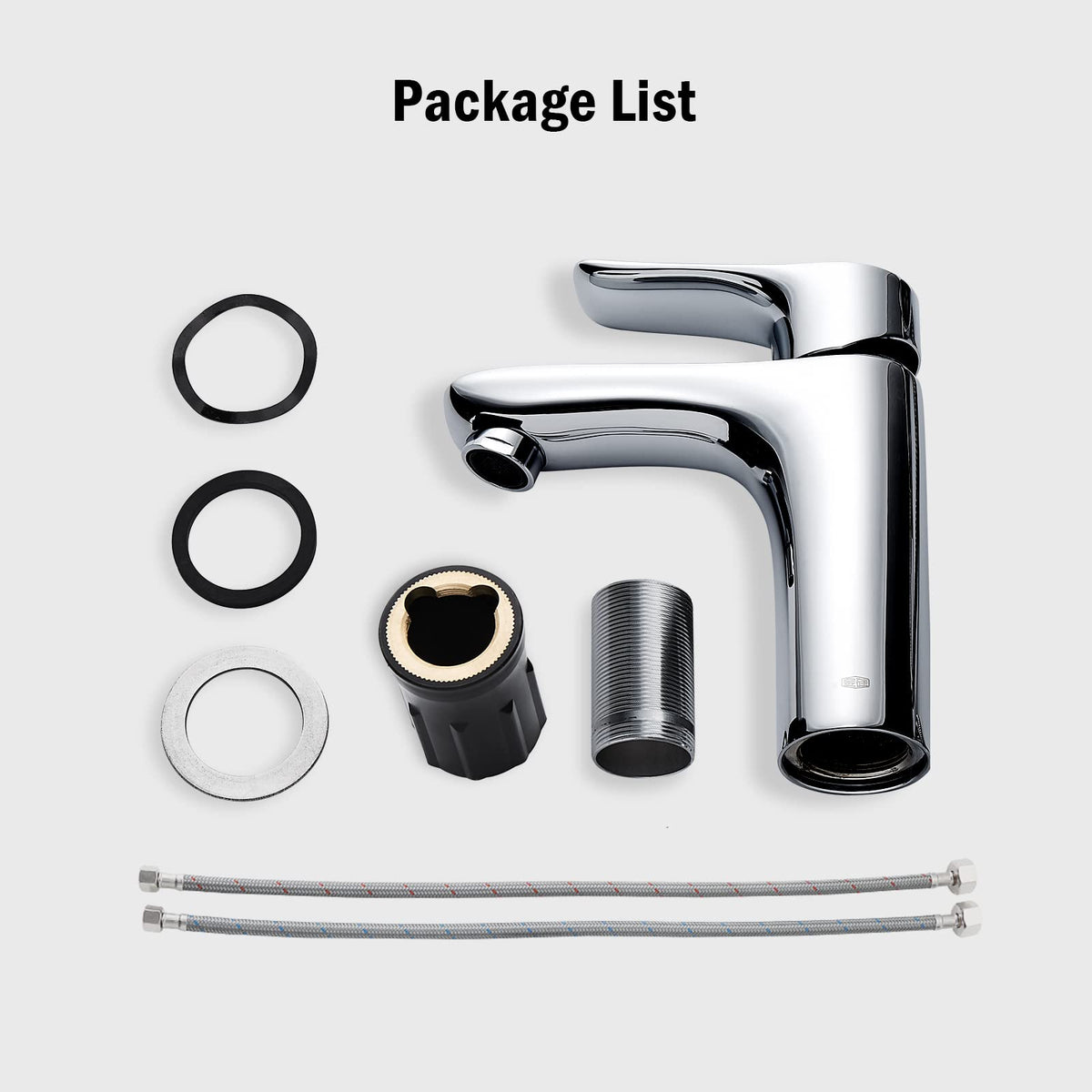 JOMOO Bathroom Mixer, Single-Lever Water-Saving Basin Mixer, Cold & Hot Water Bathroom Faucet Lavatory Vanity Faucet Modern RV Faucet Deck Mount,Chrome