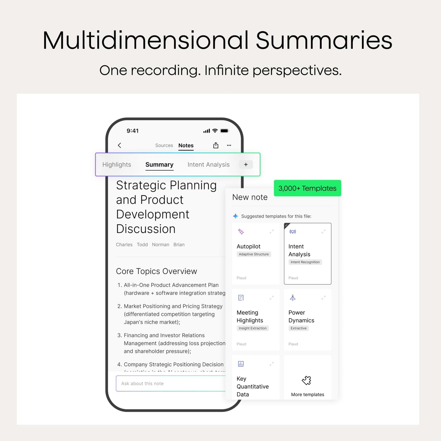 Plaud Note AI Voice Recorder, Voice Recorder w/Case, App Control, Transcribe & Summarize with AI Technology, Support 112 Languages, 64GB Memory, Audio Recorder for Lecture, Meeting, Call, Interview - Medaid International