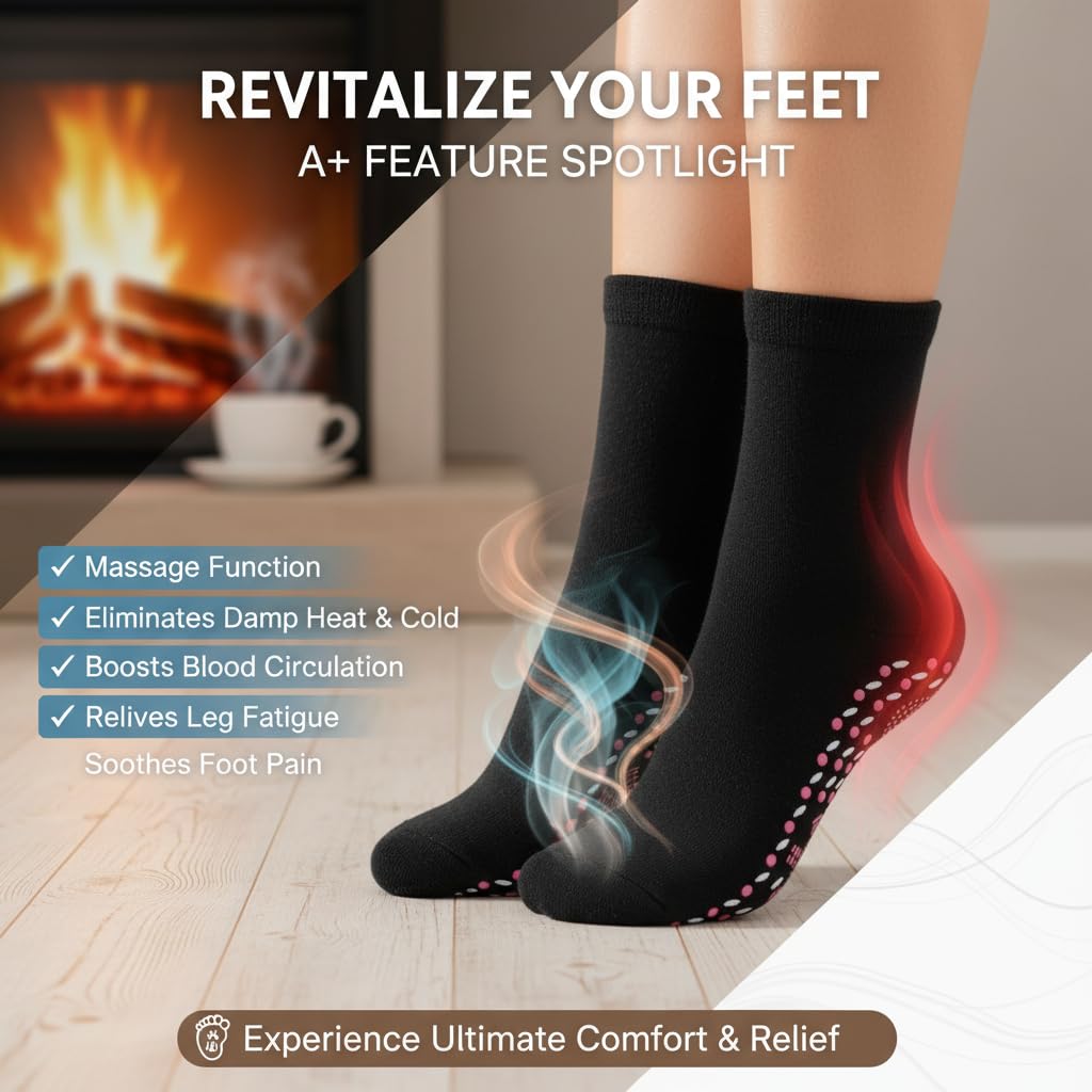 KASTWAVE Self Heating Socks, Magnetic Socks, Heated Socks, Comfortable Breathable Magnetic Massage Socks for Men and Women Outdoor, Winter Cold Feet Camping Hiking Riding Motorcycle Warm Socks