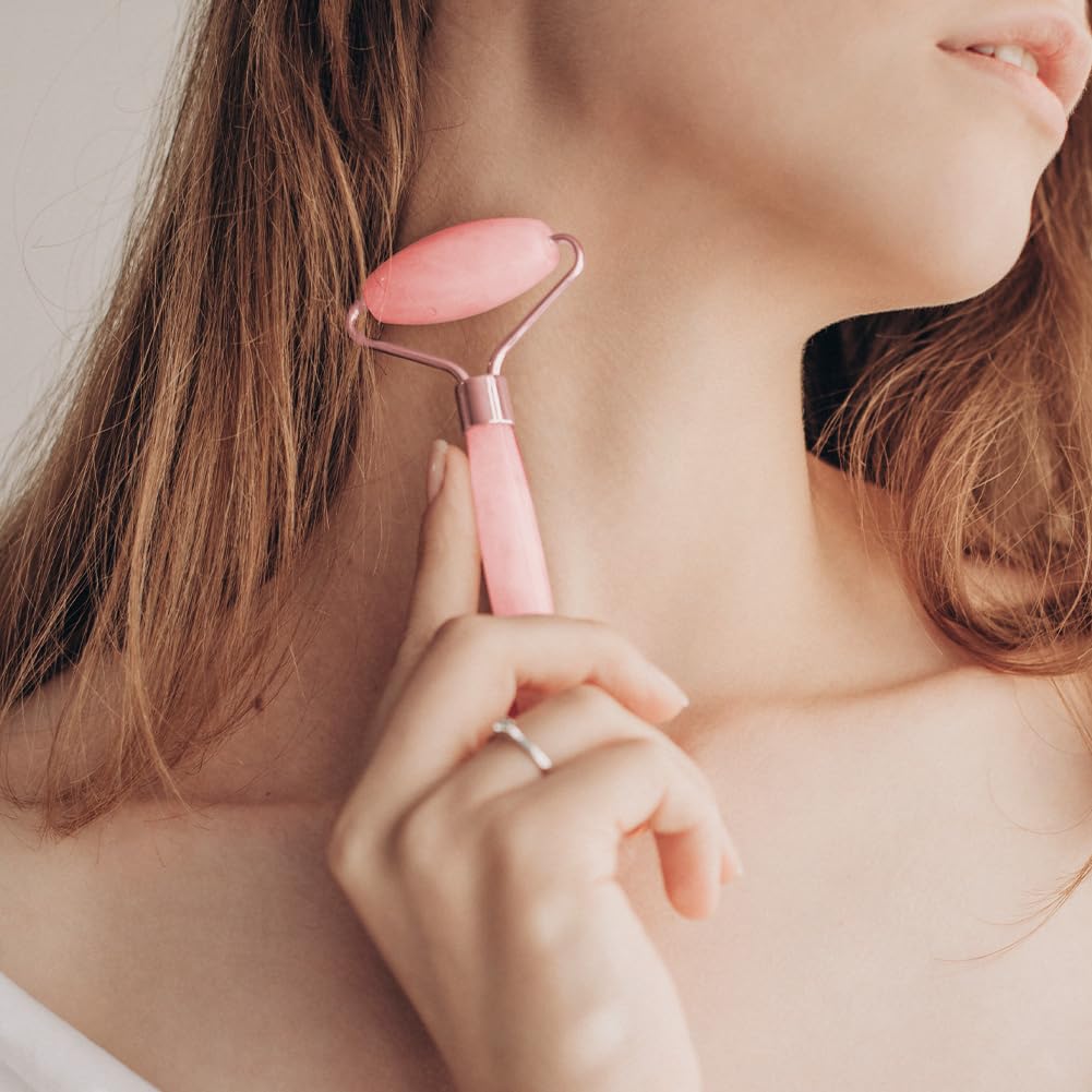 URAQT Gua Sha Facial Tools & Jade Roller Set for Face Guasha Tool for Face Ice Roller for Skin Care Gua Sha Stone Board Set for Reduce Puffiness and Improve Wrinkles Self Care Gifts(Pink) - Medaid International