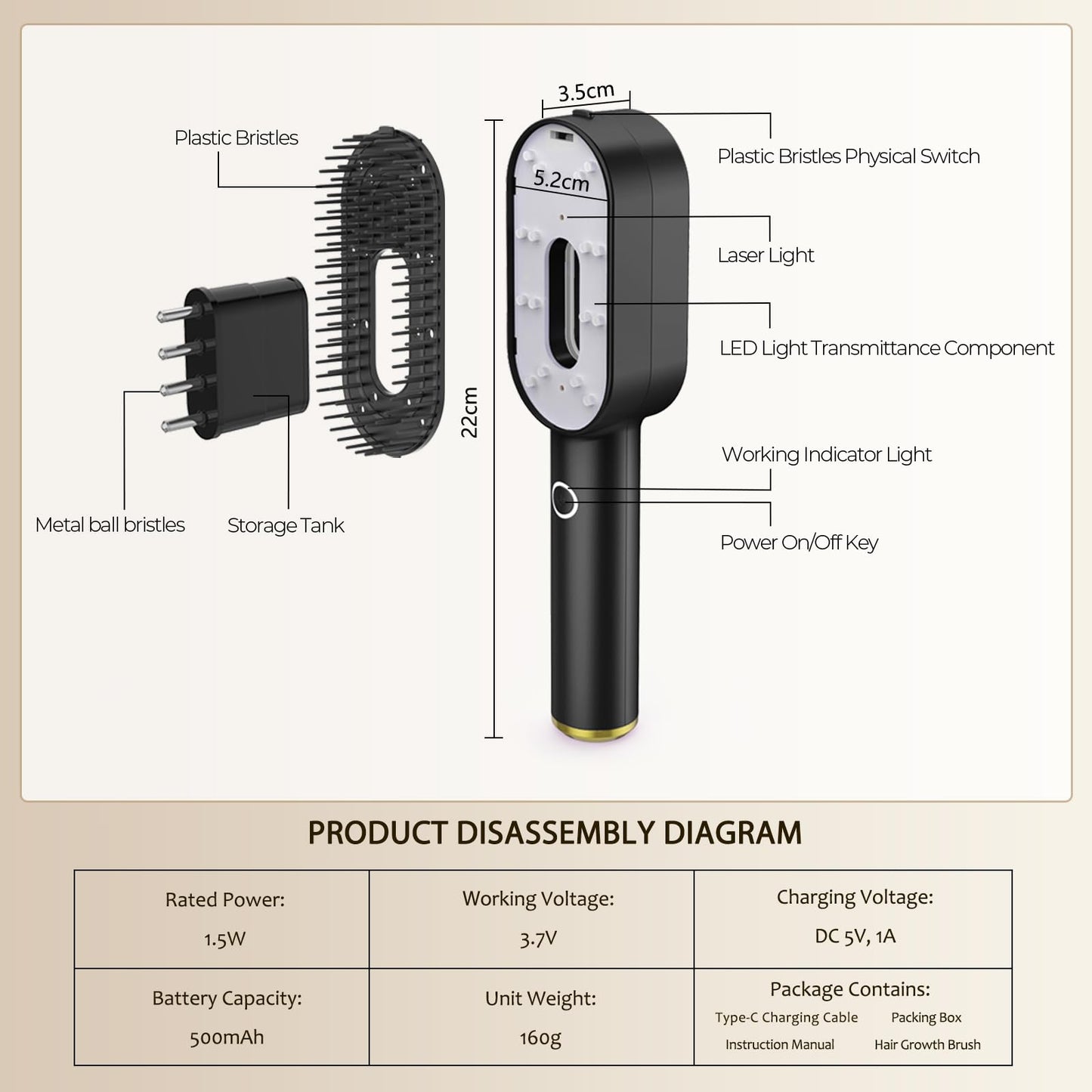 Laser Therapy Hair Growth Comb - Handheld Growth Comb, Promote Growth - Medaid International