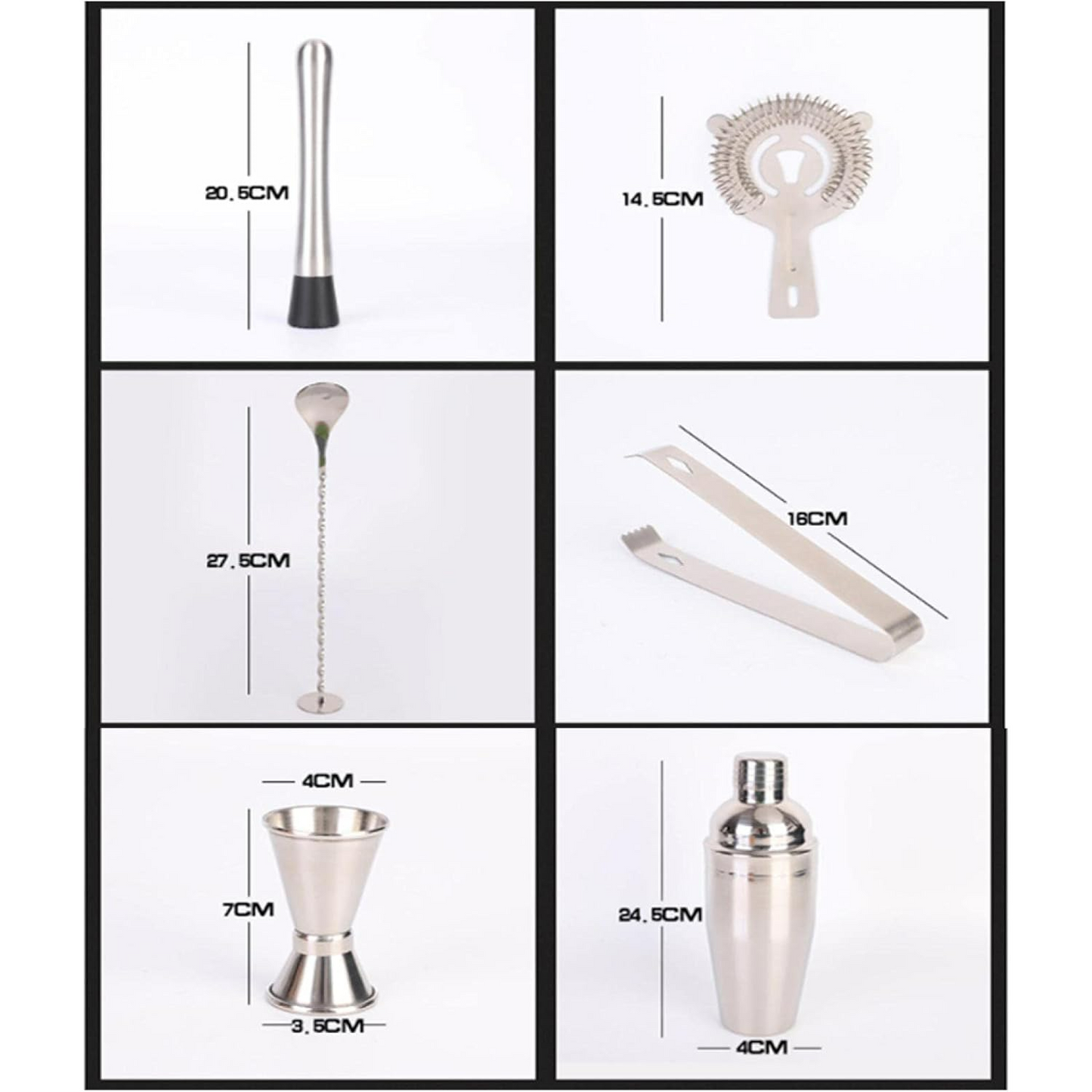 Cocktail Shaker Set Bartender Kit, Bar Set with Bamboo Stand 12 Piece Bartending Tools with Mocktail Recipes Booklet