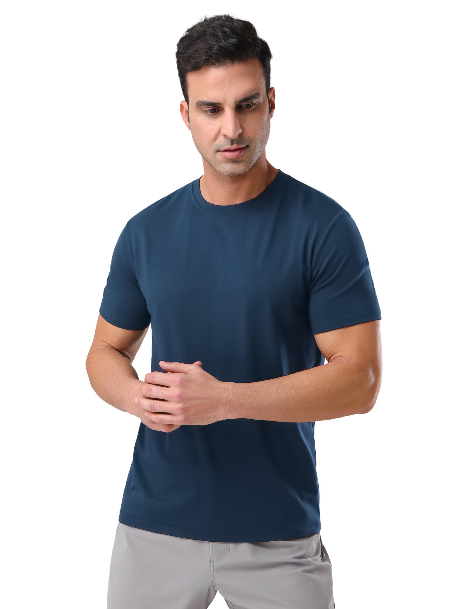 Pioneer Camp Mens Bamboo Viscose T Shirt Ultra Soft White Plain Tshirts for Men Cooling Crew Neck Casual Basic Tee Shirt - Medaid International