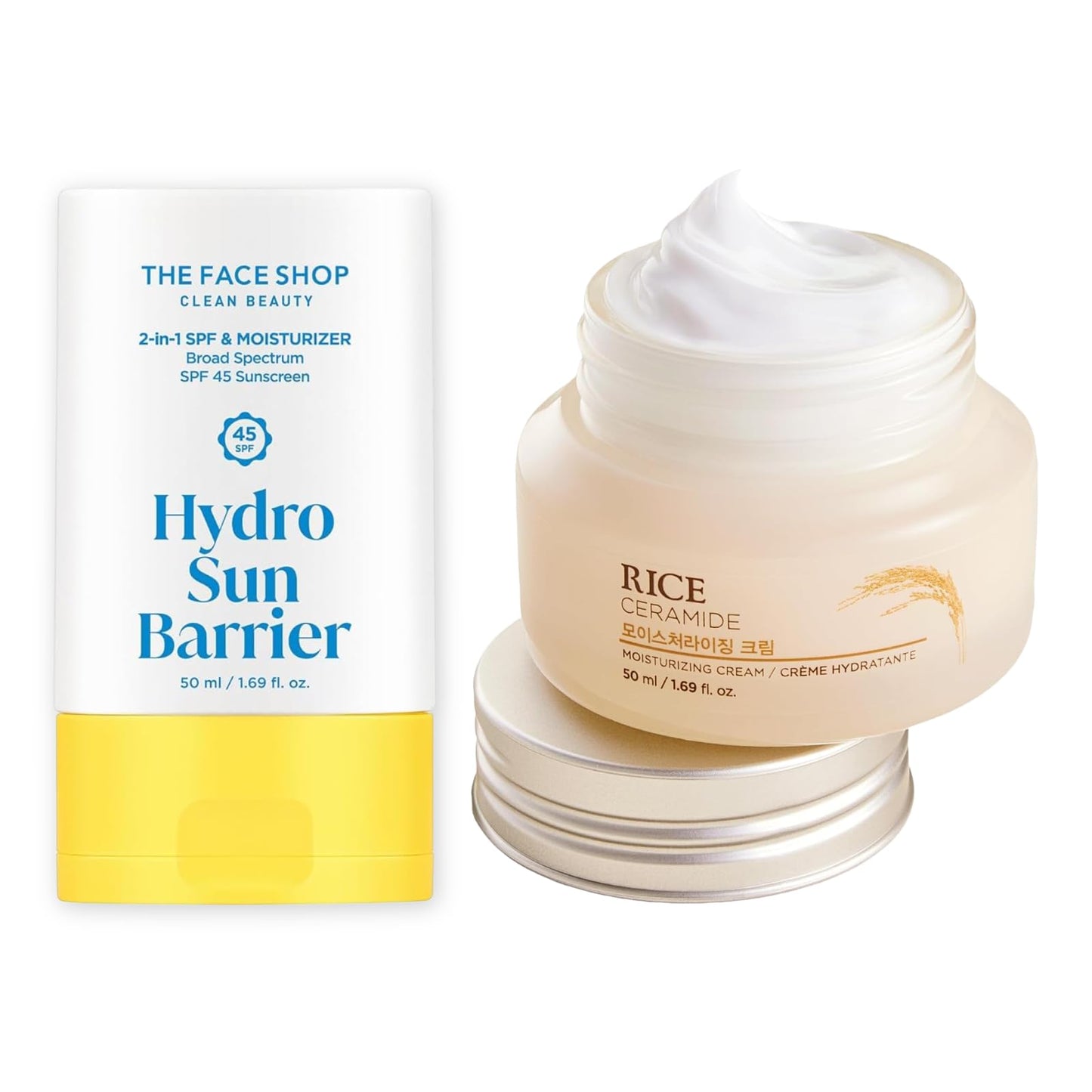 The Face Shop Rice Ceramide Sun Barrier Set - Rice Extract Korean Moisturizer & Daily Hydrating Facial Sunscreen - Medaid International