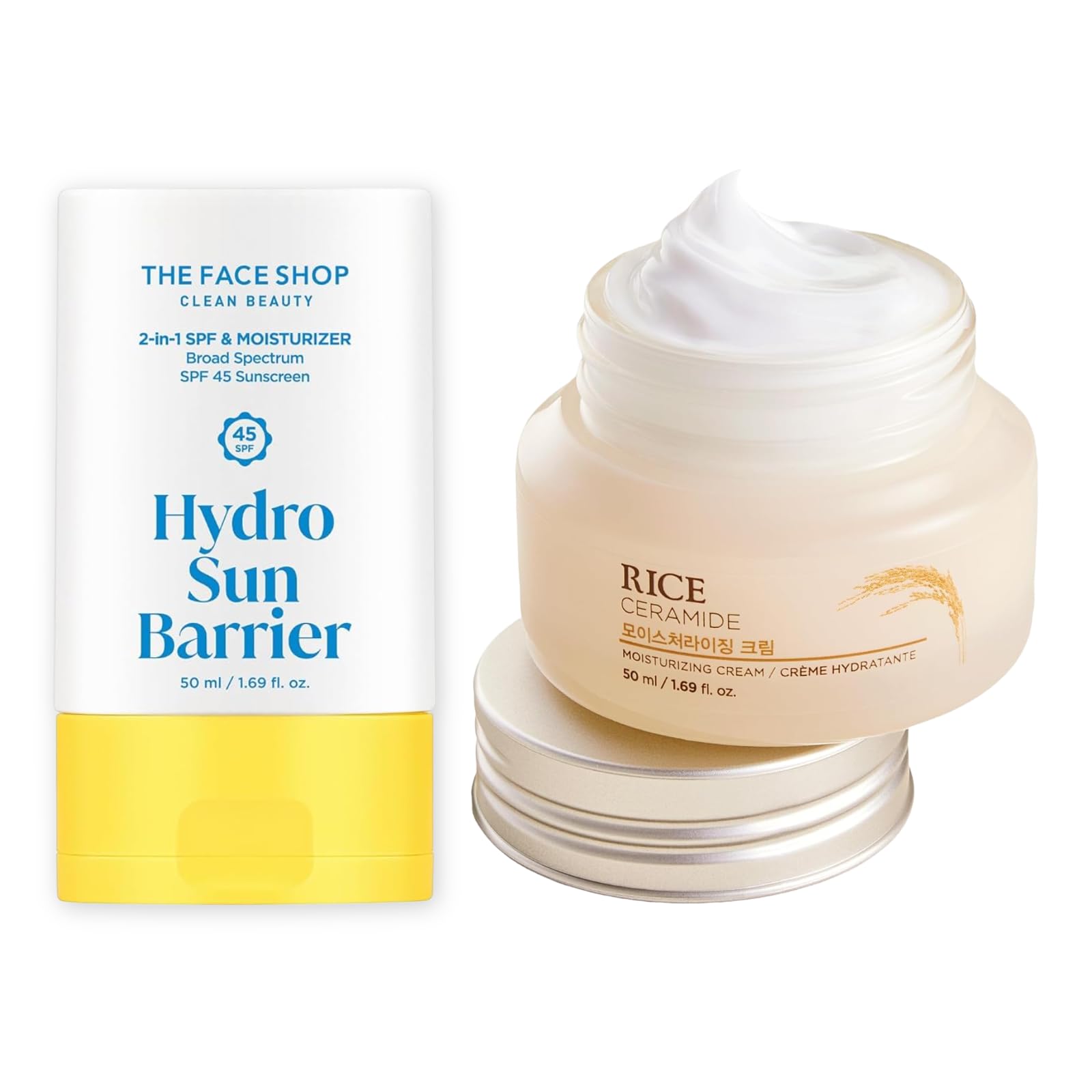 The Face Shop Rice Ceramide Sun Barrier Set - Rice Extract Korean Moisturizer & Daily Hydrating Facial Sunscreen - Medaid International