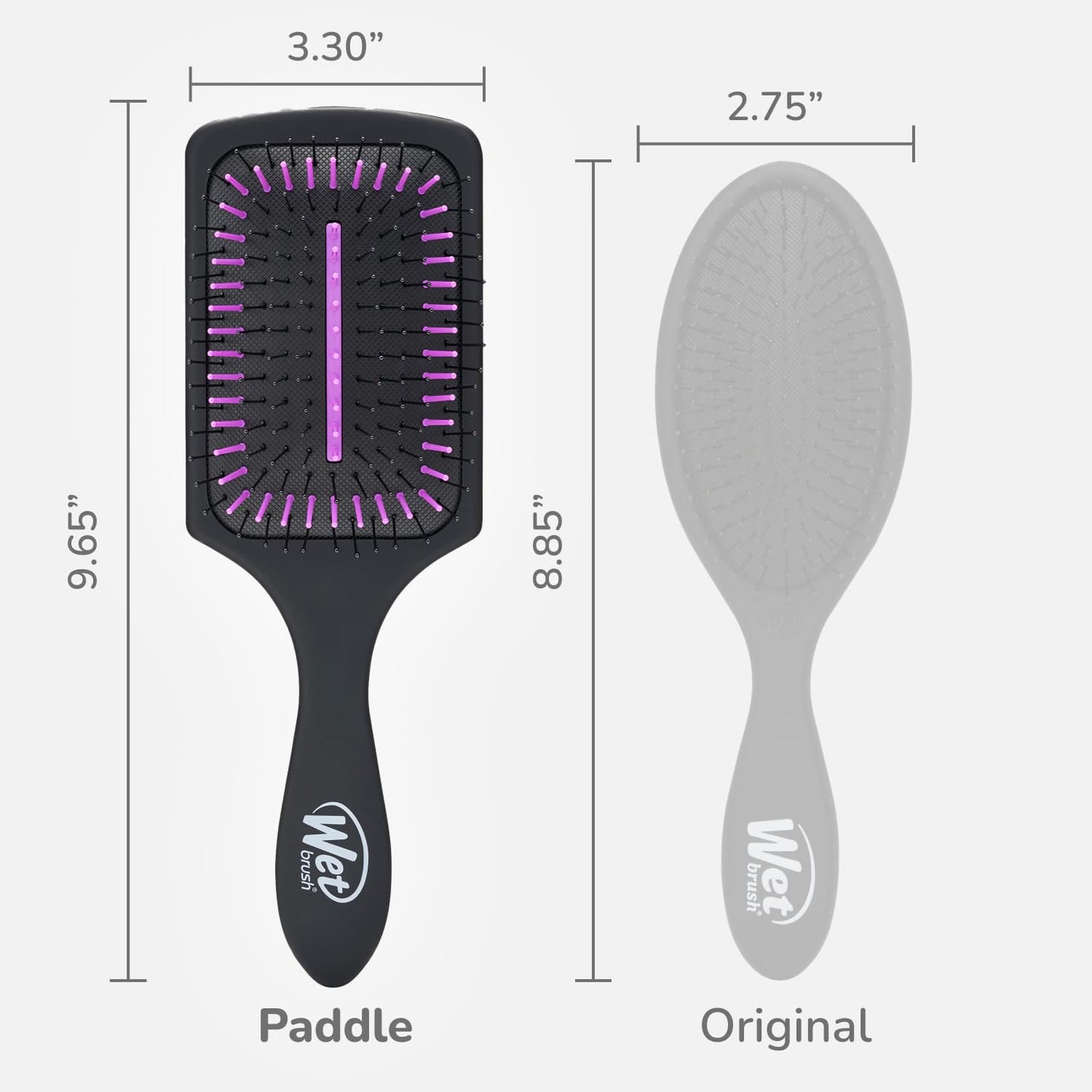 Wet Brush Refresh and Extend Paddle Detangler, Black, Detangling Brush with Infused Charcoal Ultra-Soft IntelliFlex Bristles For All Hair Types, Removes Dirt, Excess Oils & Impurities - Medaid International