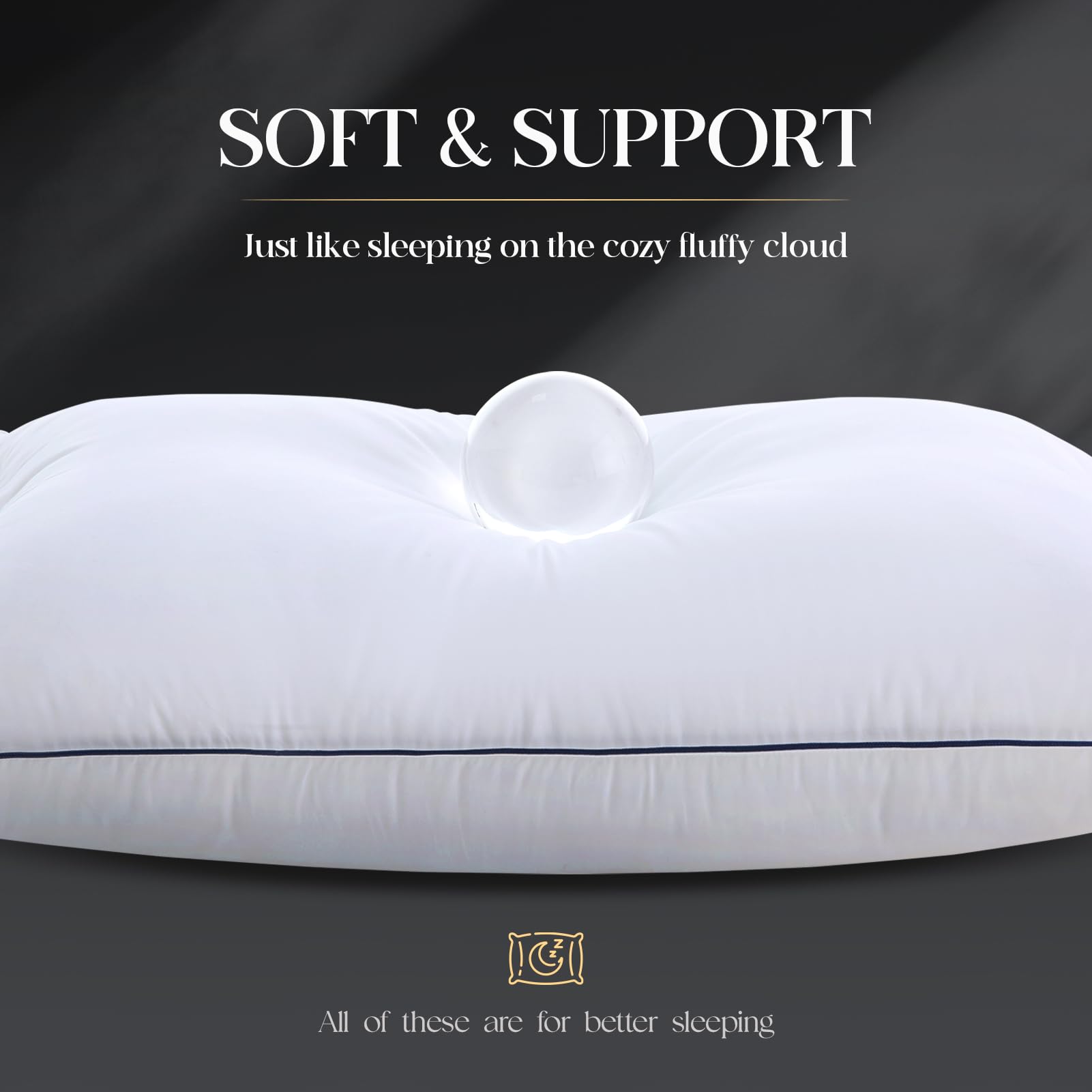 Yalamila Luxurious Goose Down Bed Pillows King Size Set of 2, Hotel Collection Pillows Designed for Deep Sleep, Soft and Supportive Filling for Side, Back Sleepers 20" x 36" - Medaid International