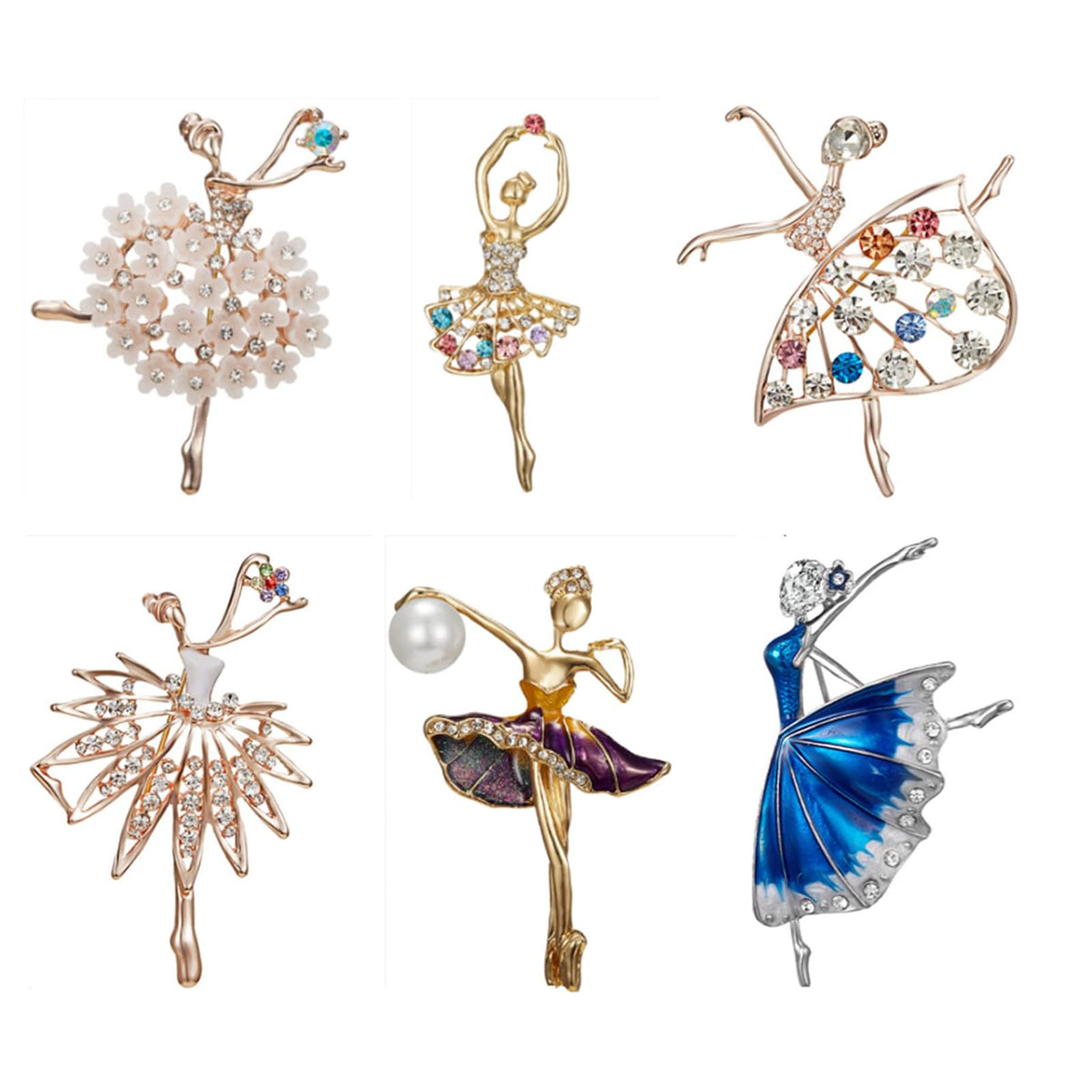 TERRIFI Ballet Dancer Brooch Pins, Cute Pins for Backpacks, Angel Wings Brooch, Fashion Jewelry for Any Special Occasions 6 Pcs