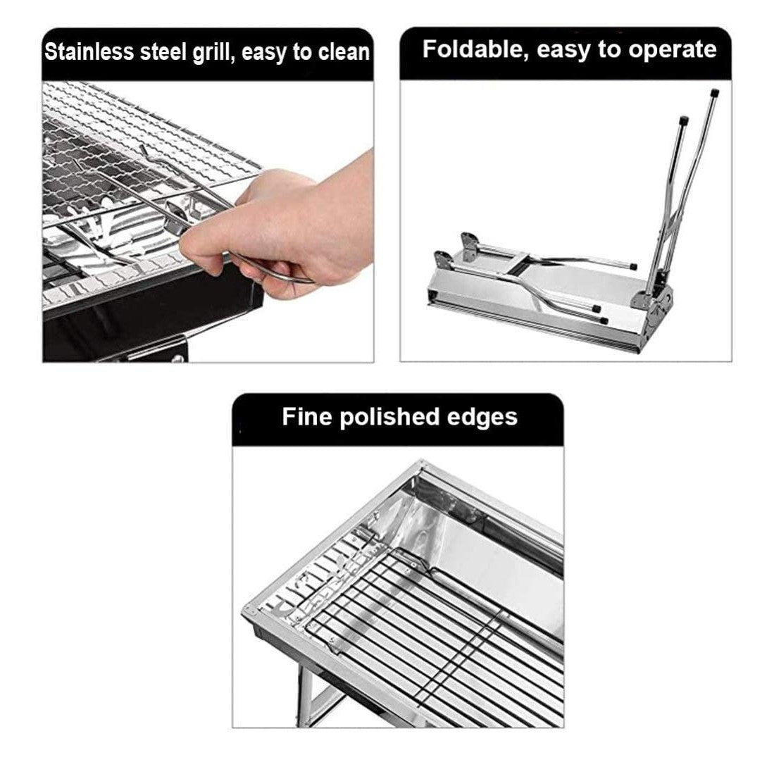 Portable Stainless Steel Barbecue 48x33 cm