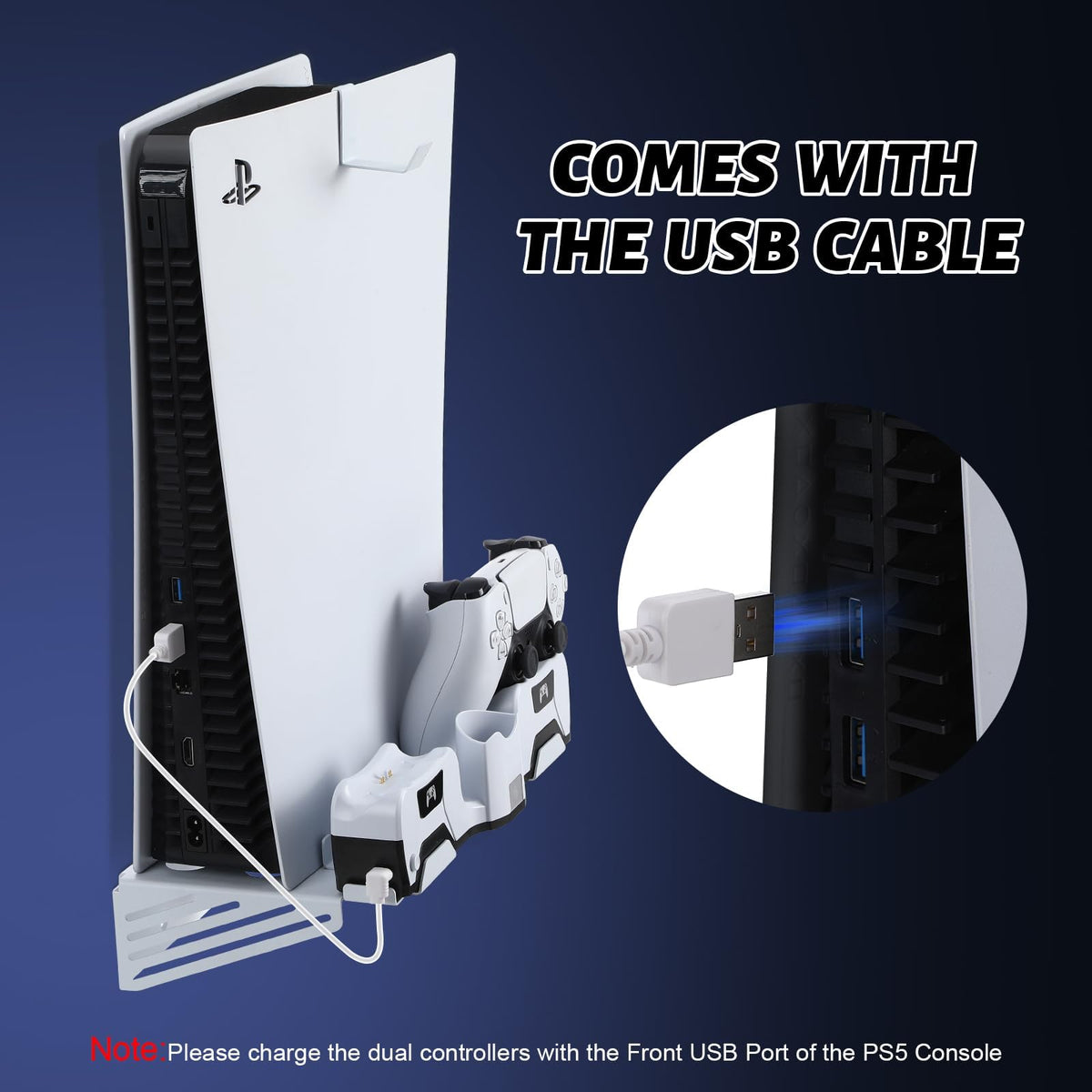 TERRIFI PS5 Wall Mount Kit with Charging Station, PS5 Wall Stand Compatible with PS5 & PS5 Slim (Disc & Digital) Fast Charging PS5 Controller Wall Mount Charger for PS5 Controlle/Edge Controller