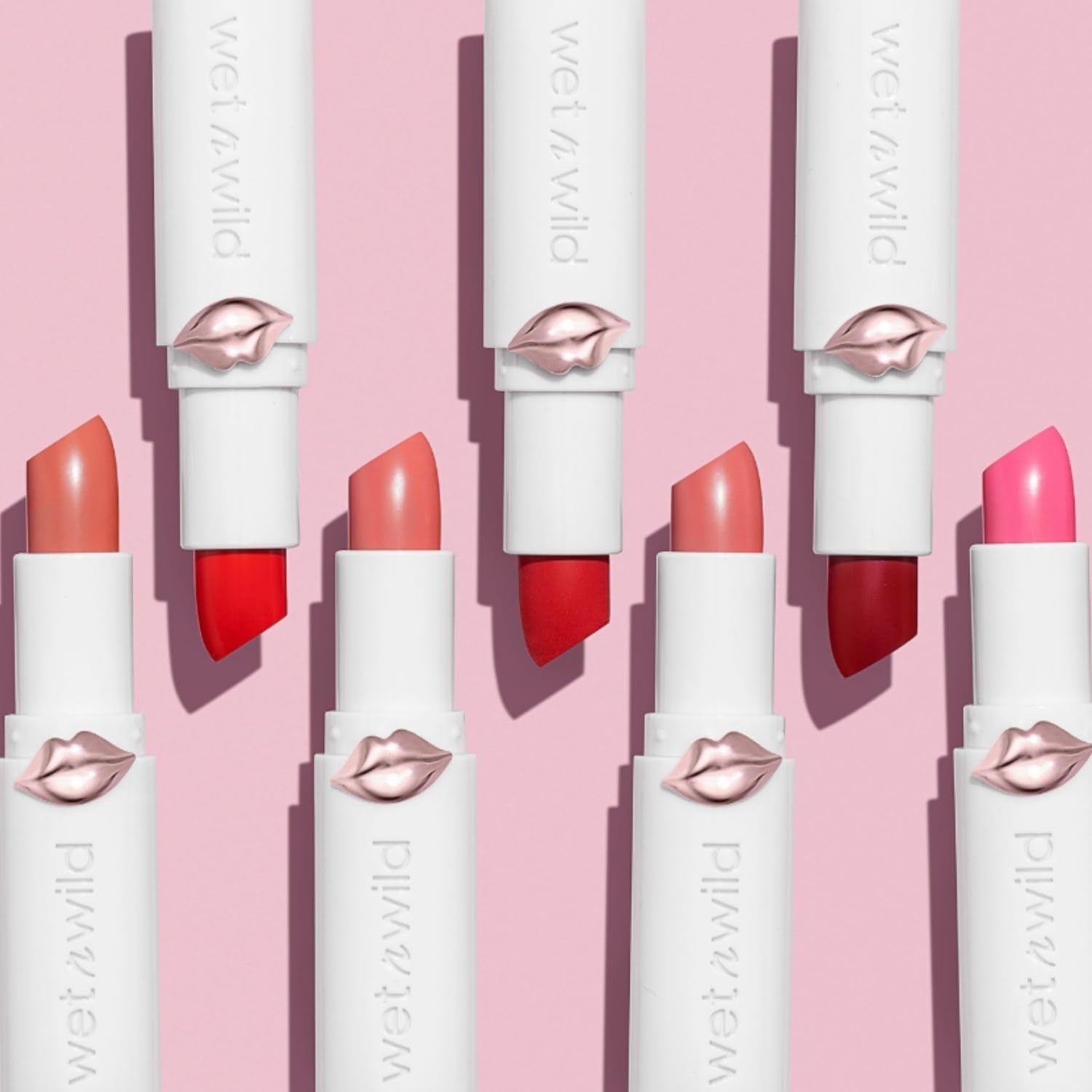wet n wild Mega Last High-Shine Lipstick Lip Color, Infused with Seed Oils For a Nourishing High-Shine, Buildable & Blendable Creamy Color, Cruelty-Free & Vegan - Rosé And Slay - Medaid International