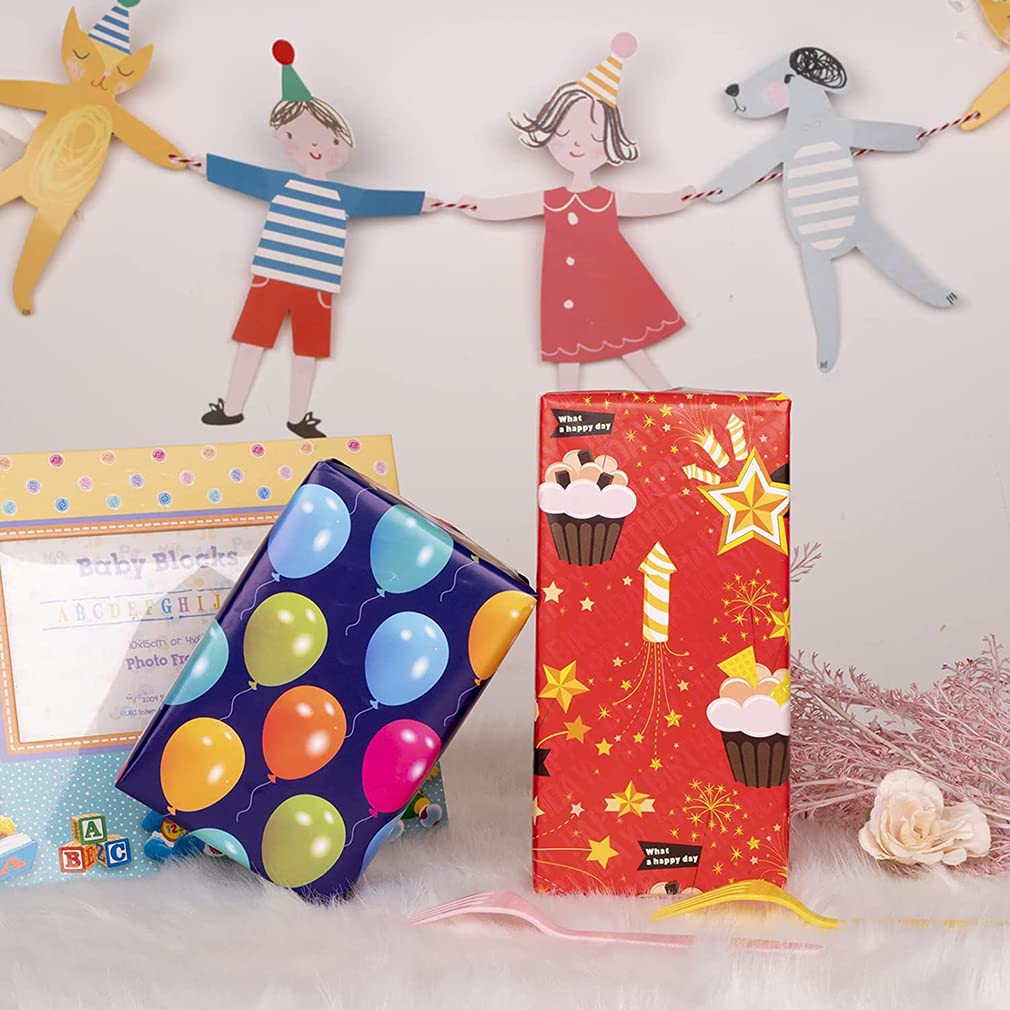 KASTWAVE Gift Wrapping Paper Roll Included 6 Pack for Birthday, Holiday, Wedding, Graduations, Party, Kids Gift Wrapping, 50 X 70 cm Per Sheet