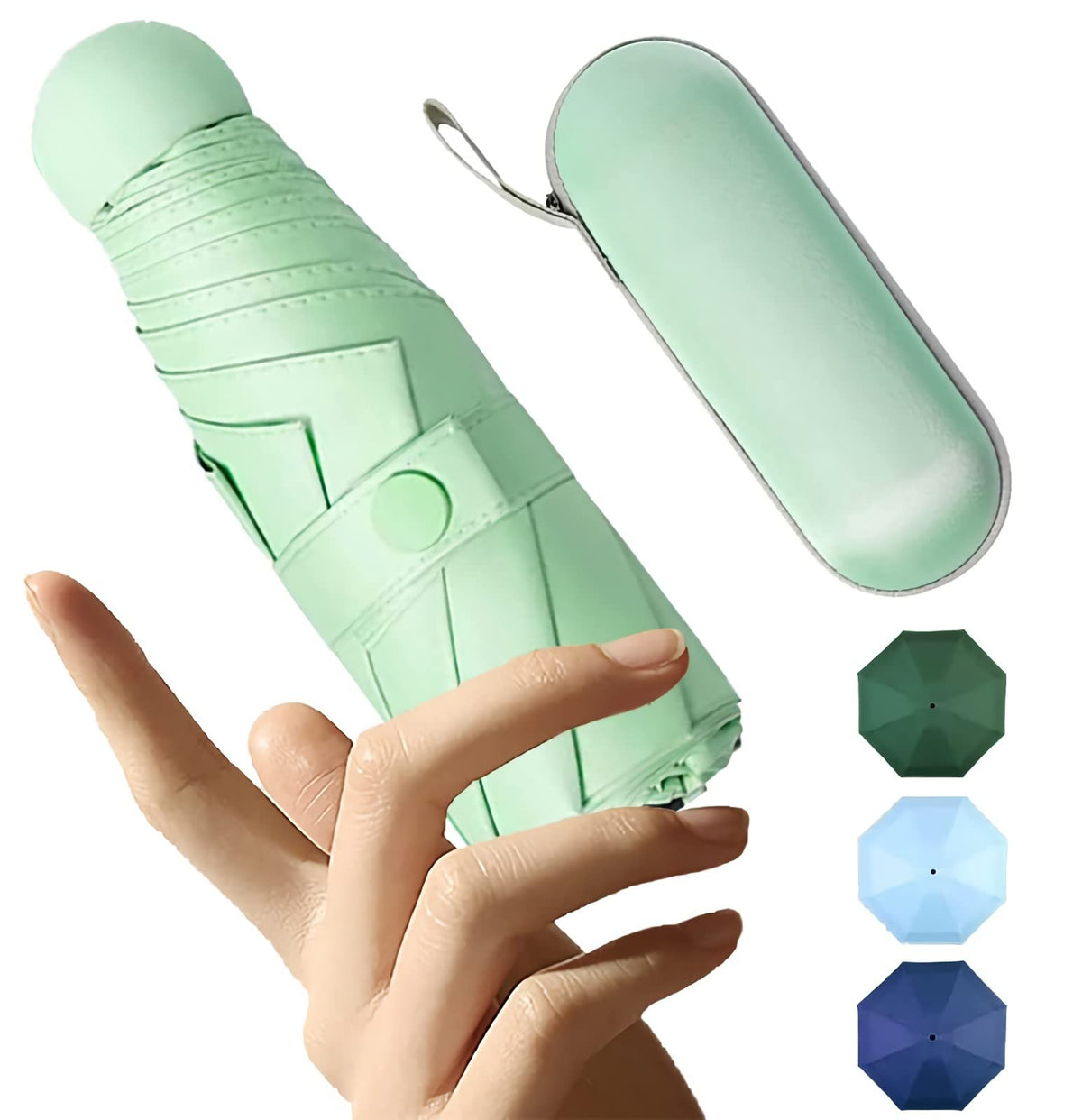 Mini Sun & Rain Umbrella, Mini Windproof Folding Travel Umbrella, KASTWAVE Portable Lightweight Compact Parasol with 95% UV Protection for Sun and Rain, Popular Style for women and men.