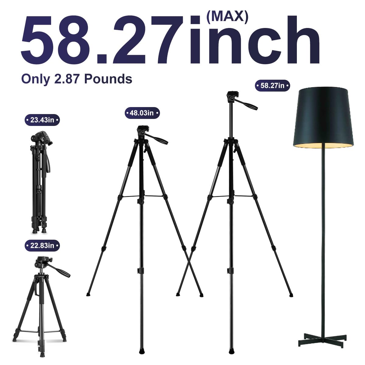 Takamine Lightweight Laser Level Tripod,58.27 Inch Adjustable Laser Level Stand, with 3-Way Rotating Head, 2 Bubble Levels, 1/4 Inch Threaded Interface - Medaid International