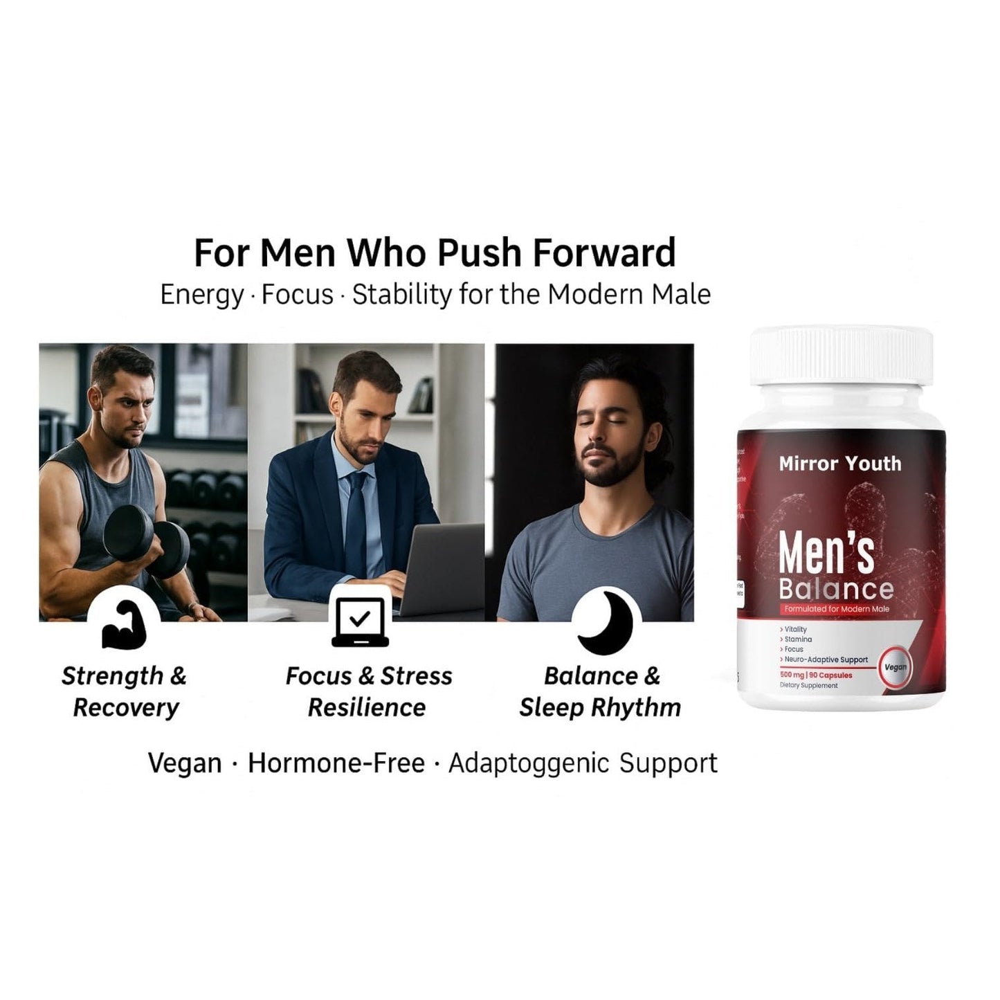 Mirror Youth Cistanche Tubulosa 400mg Men's Performance Supplement - Natural Vitality Energy Support with L-Citrulline, Black Maca, Ashwagandha, Pomegranate Herbal Complex - Medaid International