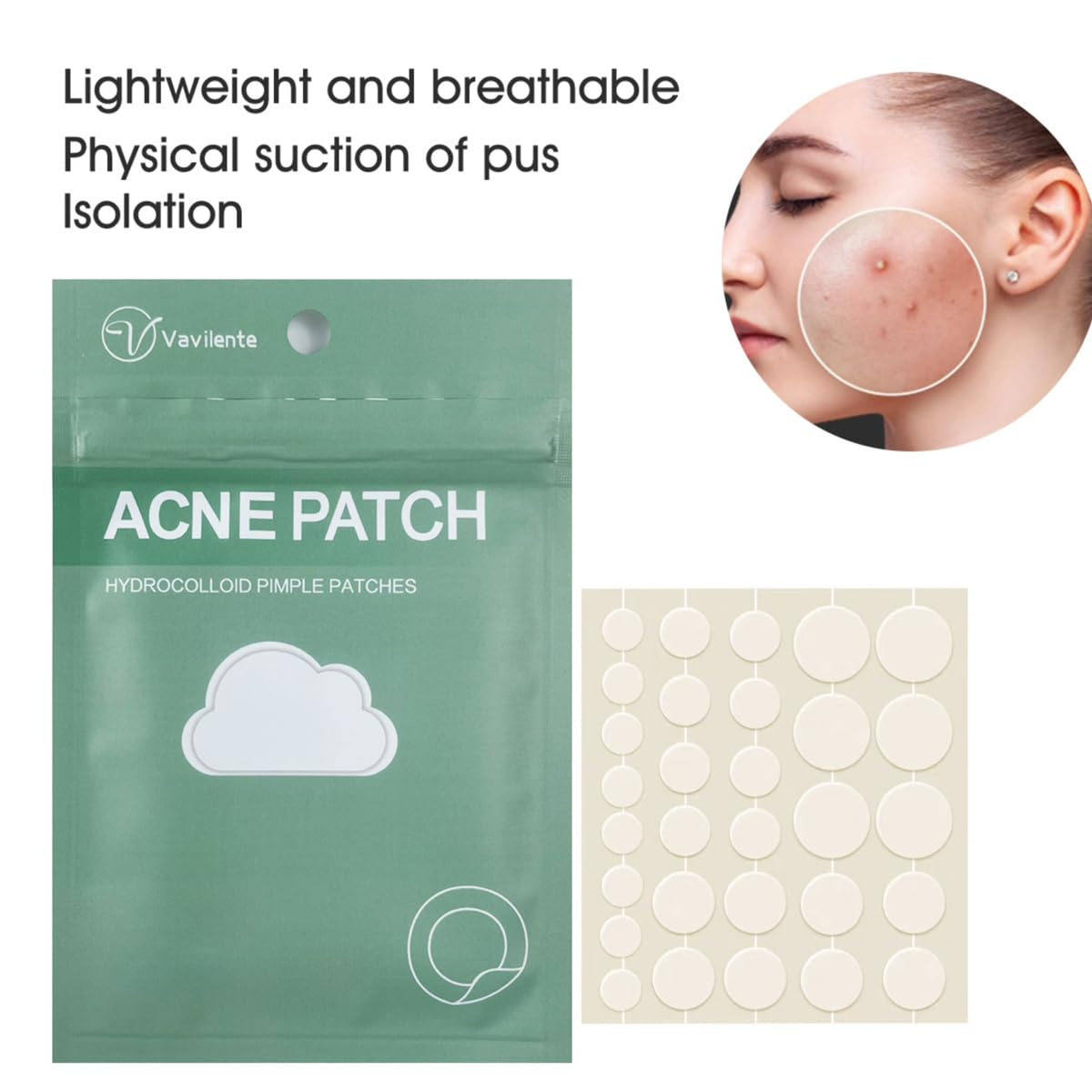 Vavilente Acne Pimple Patches, Hydrocolloid Acne Patches with Tea Tree Oil,Salicylic Acid & Calendula Oil,Pimple Patch for Face, Zit Patches,Pimple Stickers(150 Count) - Medaid International