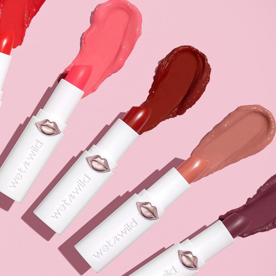 wet n wild Mega Last High-Shine Lipstick Lip Color, Infused with Seed Oils For a Nourishing High-Shine, Buildable & Blendable Creamy Color, Cruelty-Free & Vegan - Rosé And Slay - Medaid International