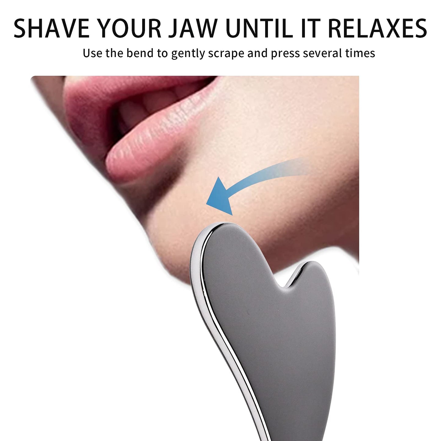 Stainless Steel Gua Sha Facial Massage Tool - Metal Jawline Sculptor with Travel Pouch - Medaid International