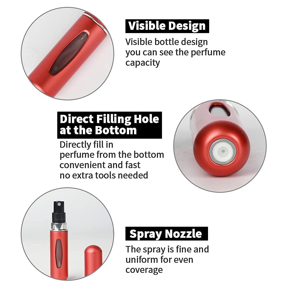 Saiveina Portable 5ml Mini Perfume Atomizer Bottles, Refillable Perfume Spray Bottle, Scent Pump Case, Empty Perfume Bottles for Travel and Outgoing(4 Pack) - Medaid International