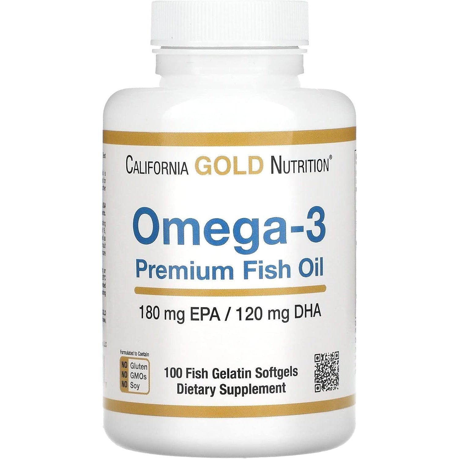 Omega-3 Premium Fish Oil by California Gold Nutrition, Concentrated Formula with EPA & DHA, Support for Optimal Lipid Profile & Immune System, Gluten Free, Non-GMO, 240 Fish Gelatin Softgels - Medaid International