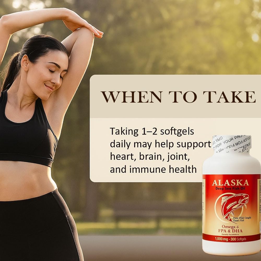 NCB NCB TECHNOLOGY Alaska Deep Sea Omega-3 Fish Oil 1000mg | EPA & DHA Softgels | Wild-Caught & Sustainably Sourced | Supports Heart, Brain, Joint & Immune Health | 300 Softgels - Medaid International