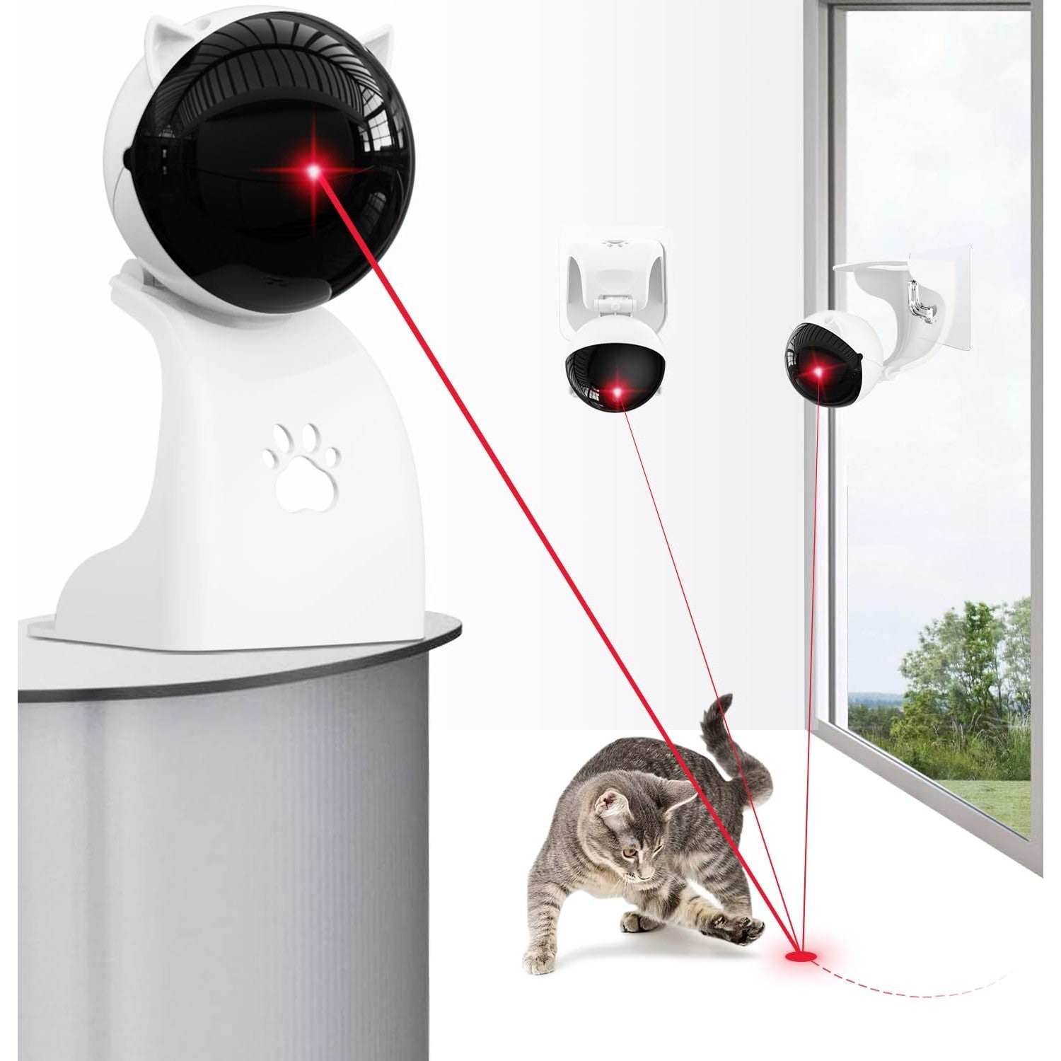 Goopow Interactive Laser Pointer Cat Toys for Indoor Cats,Cat Laser Toy Automatic for Bored Indoor Adult Cats/Kittens/Dogs,USB Rechargeable,3 Speed Modes(Gray) - Medaid International