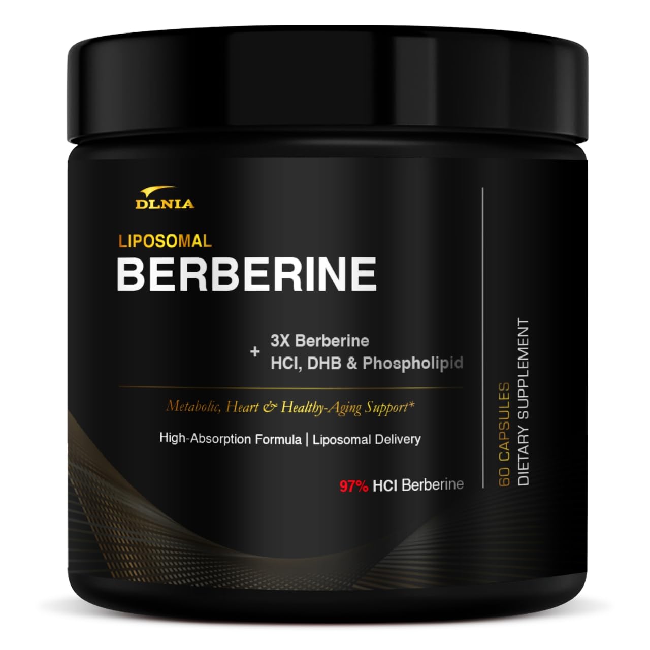 DLNIA Liposomal Berberine Supplement – 3X Strength Berberine Matrix with DHB, Phospholipids, CoQ10, ALA, Vitamin D3, Chromium, Cinnamon – Advanced GLP-1 & Metabolic Support – 60 Count - Medaid International