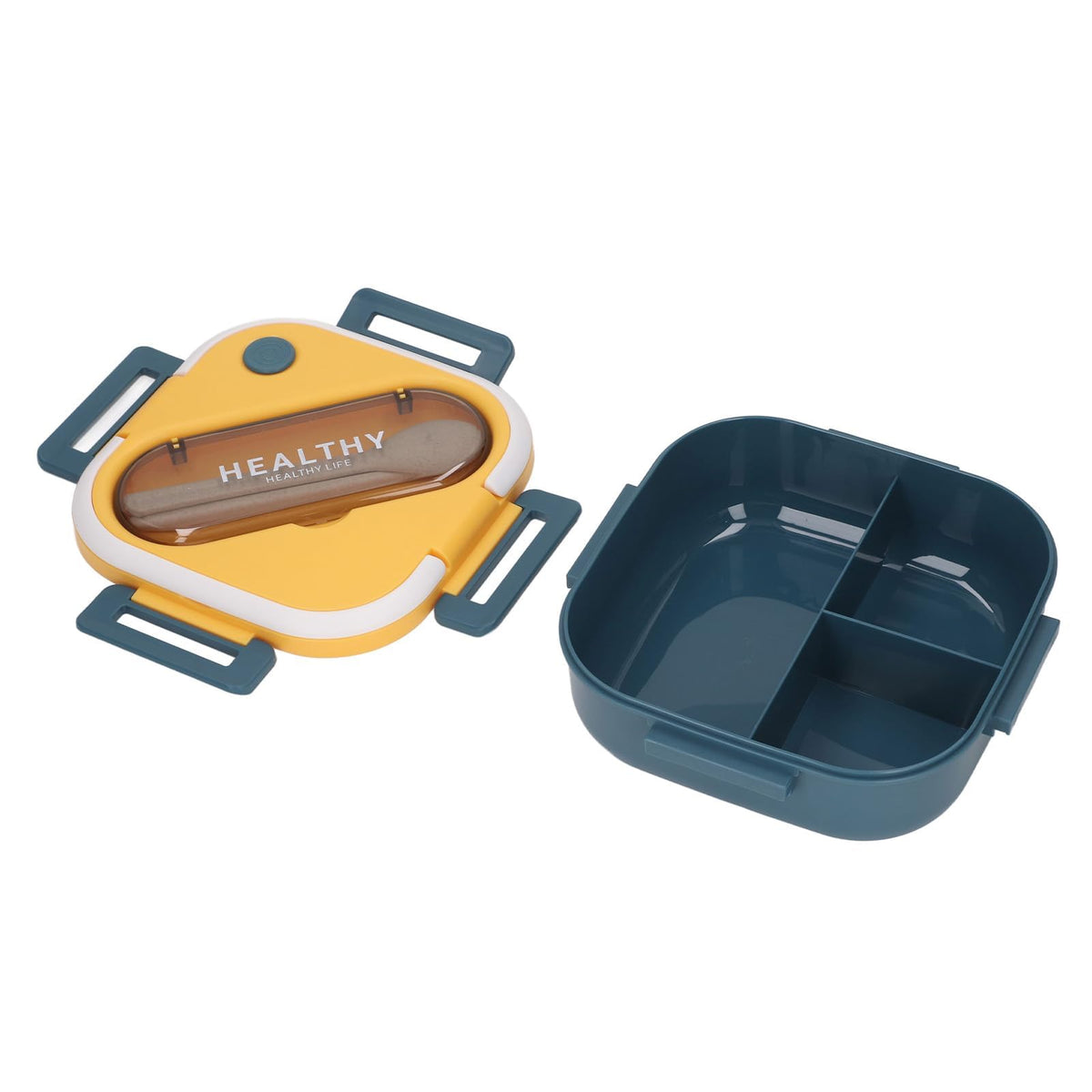 TERRIFI Bento Lunch Box, Portable Bento Box with Soup Cup Chopsticks Spoon, Reusable Lunch Containers, Microwaveable, Suitable for Office Outdoor Picnic (Blue)