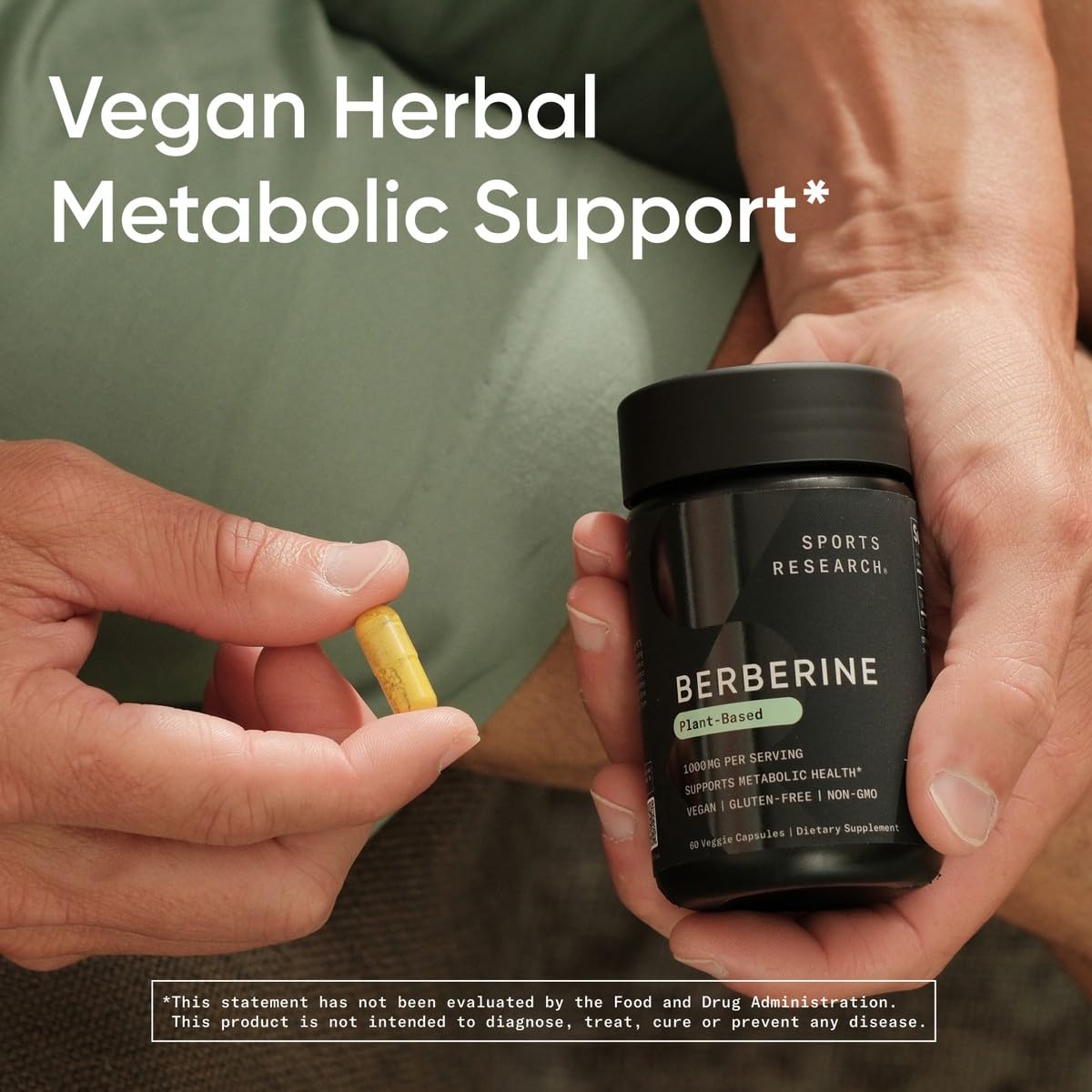 Sports Research Berberine - Herbal Ayurvedic Metabolic Health Support - 500mg - 120 Capsules - Vegan Certified, Gluten-Free, Non-GMO - Medaid International