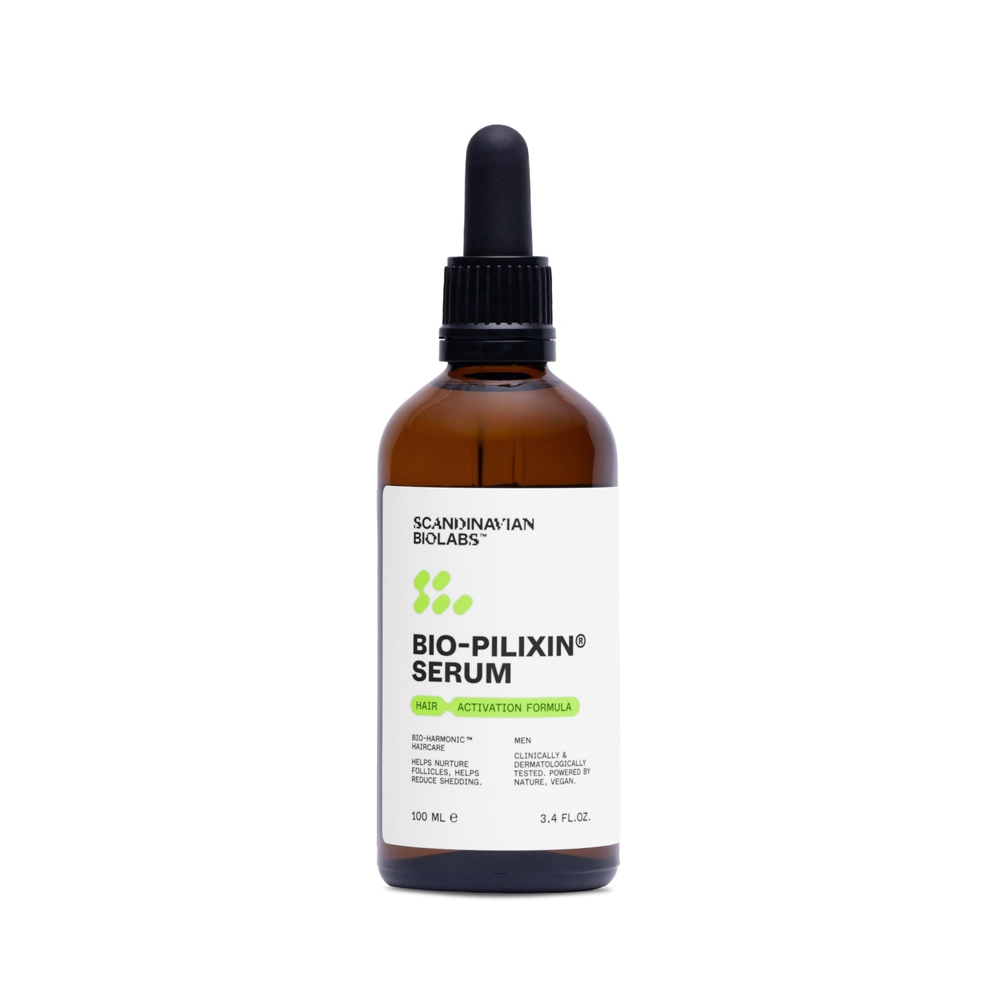 Scandinavian Biolabs Bio-Pilixin® Serum For Men | Helps Reduce Hair Loss Due to Breakage, Help Activate Hair Growth, Stem Cell Technology, Drug-Free Daily Use, Clinically Tested, 100 mL/ 3.4 Oz - Medaid International