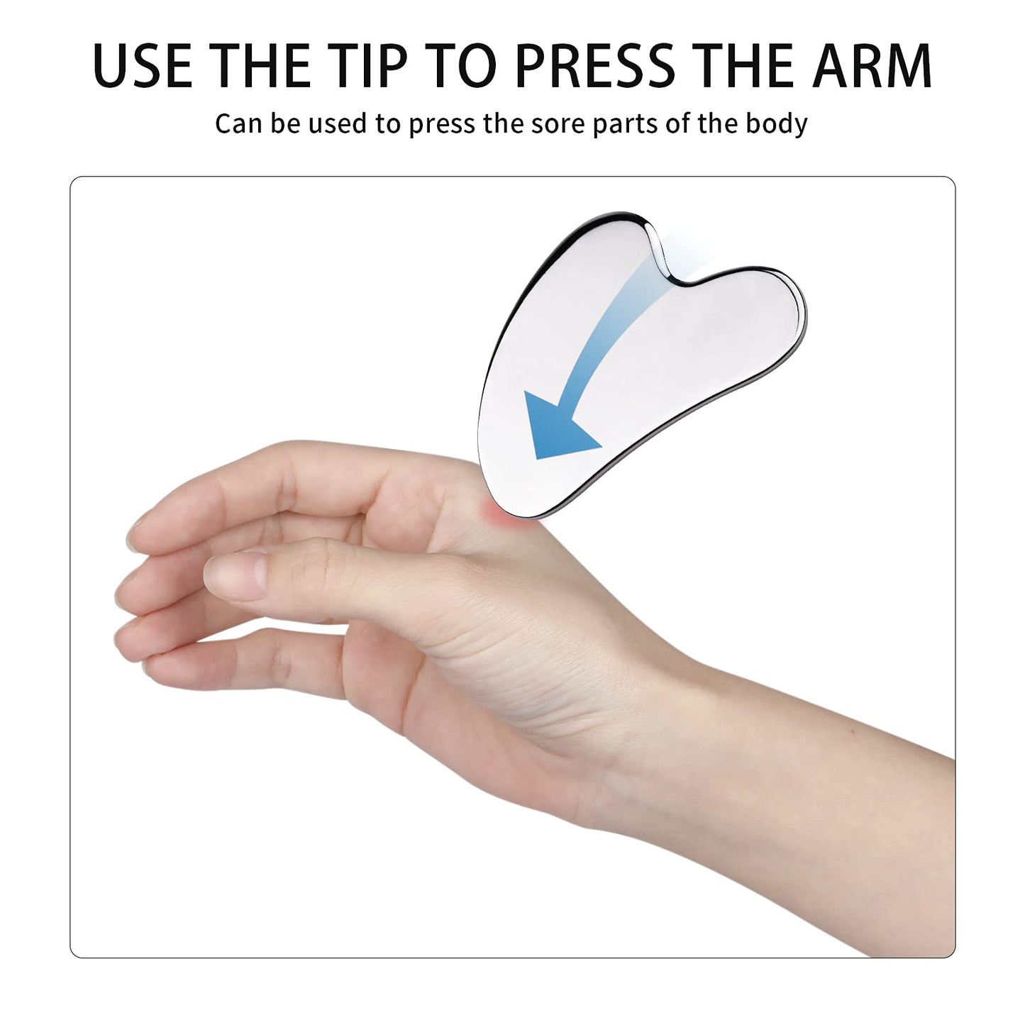 Stainless Steel Gua Sha Facial Massage Tool - Metal Jawline Sculptor with Travel Pouch - Medaid International