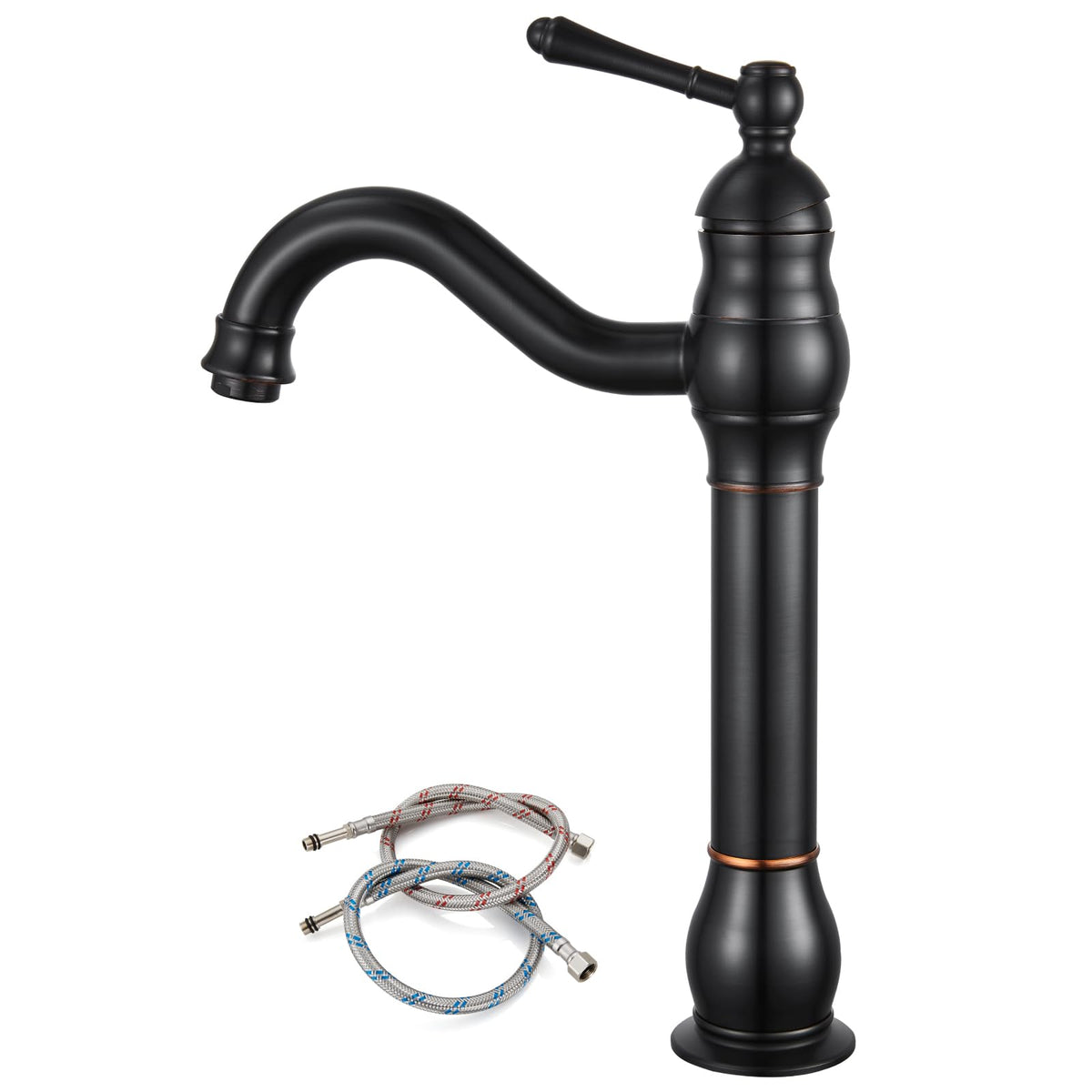 gotonovo Bathroom Vessel Sink Faucet Polish Chrome Single Handle Lavatory Vanity Mixer Bar Tap 360° Swivel with Pop Up Drain Tall Spout Single Hole Deck Mount