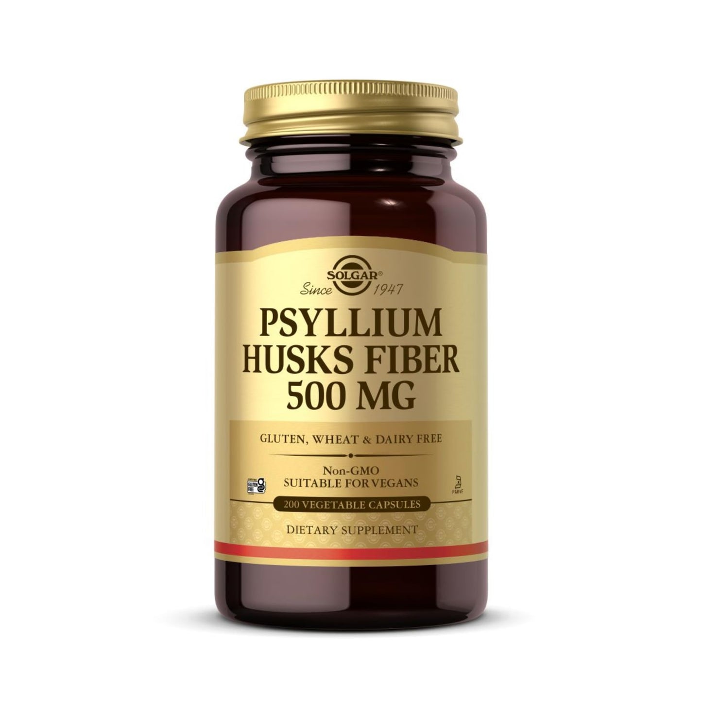 Solgar Psyllium Husks Fiber 500 mg - 200 Vegetable Capsules - Non-GMO, Vegan, Gluten Free, Dairy Free, Kosher - 100 Servings - Medaid International