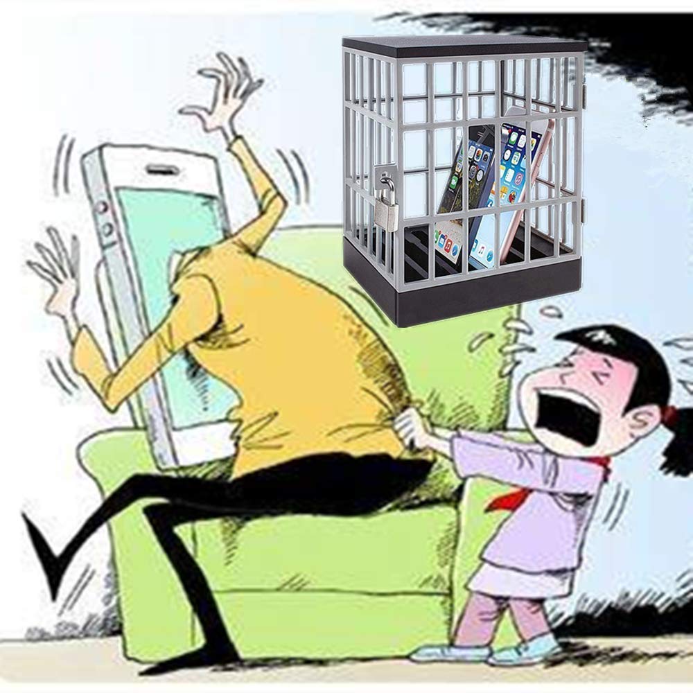 Mobile Phone Jail Cell Phones Prison Lock Up Safe Smartphone Stand Holders Classroom Home Table Office Storage Gadget -Family Time, Party Fun Novelty Gift Idea - Medaid International