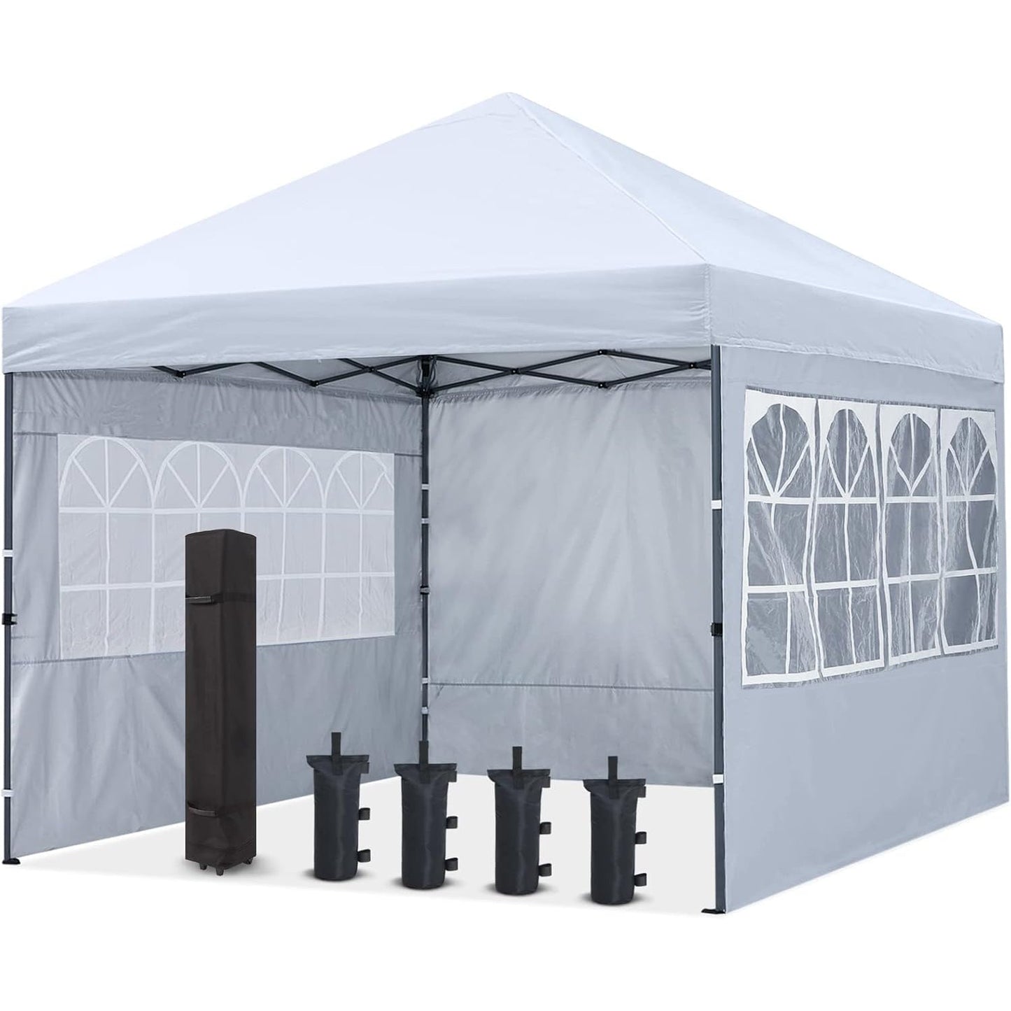 COOSHADE 10X10Ft Pop up Canopy Tent Enclosed Instant Folding Canopy Shelter with Elegant Church Window Outdoor Pavilion Cater Party Wedding BBQ Events Tent(Black) - Medaid International