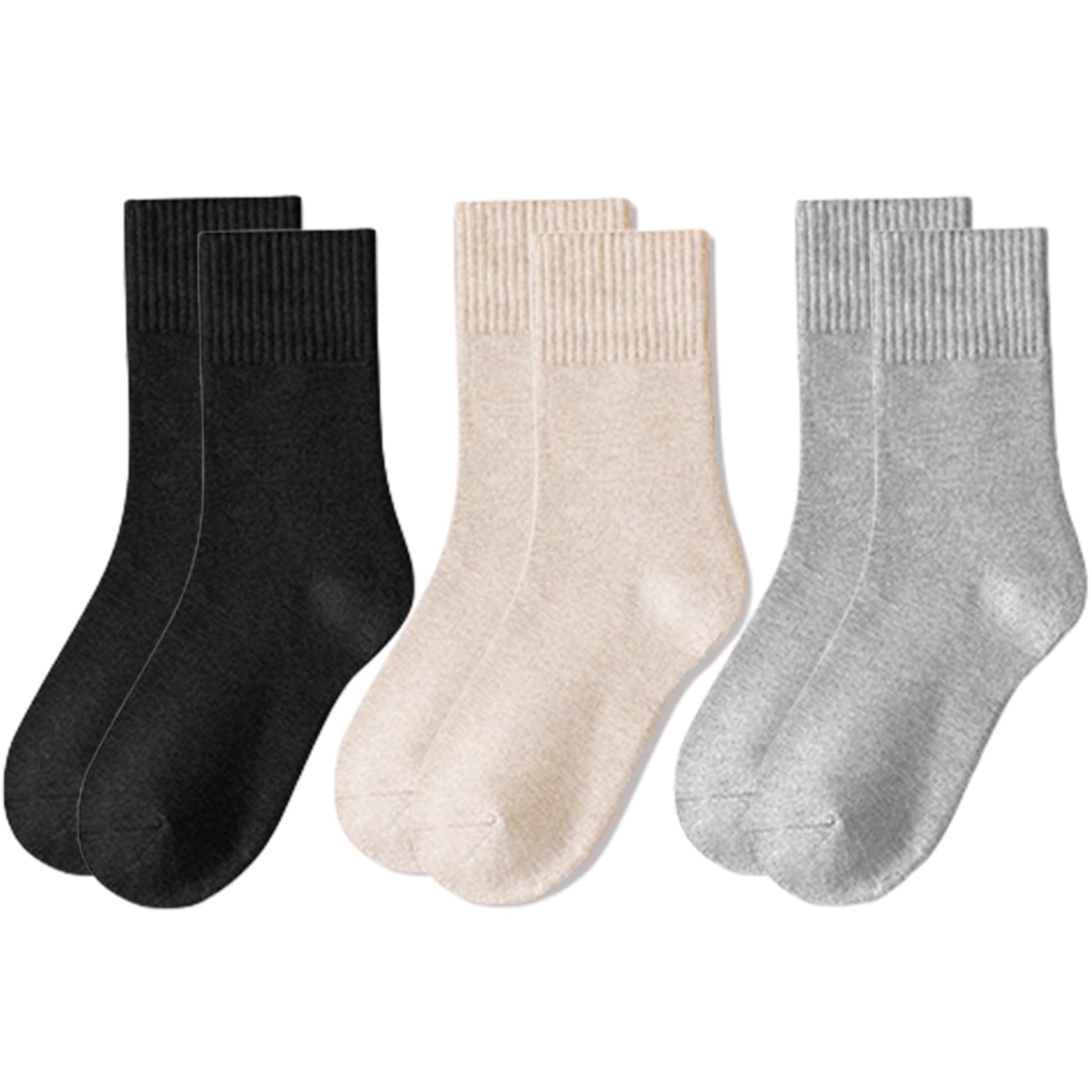 Lomitract Mini Crew Quarter Socks Women: Above Ankle High, Bamboo Long Dress Sock, Cotton Tall Sox, Mid Half Calf Length, Suit for Short Boot, Black, Light Grey, Off White, Beige, Cream, Oatmeal - Medaid International