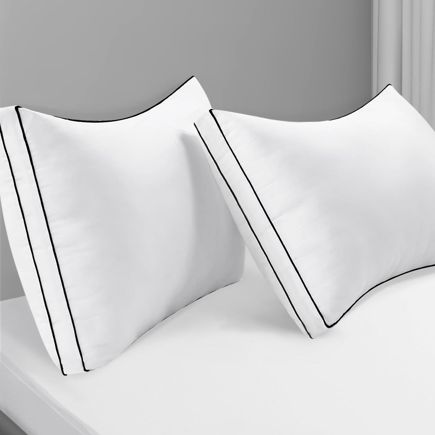 Premium Pillows Queen Size Set of 2, Fluffy and Supportive 7D Down Alternative Bed Pillows, Luxury Soft Hotel Quality Gusseted Pillow for Side Back Stomach Sleepers, Relief Neck Head and Shoulder Pain - Medaid International