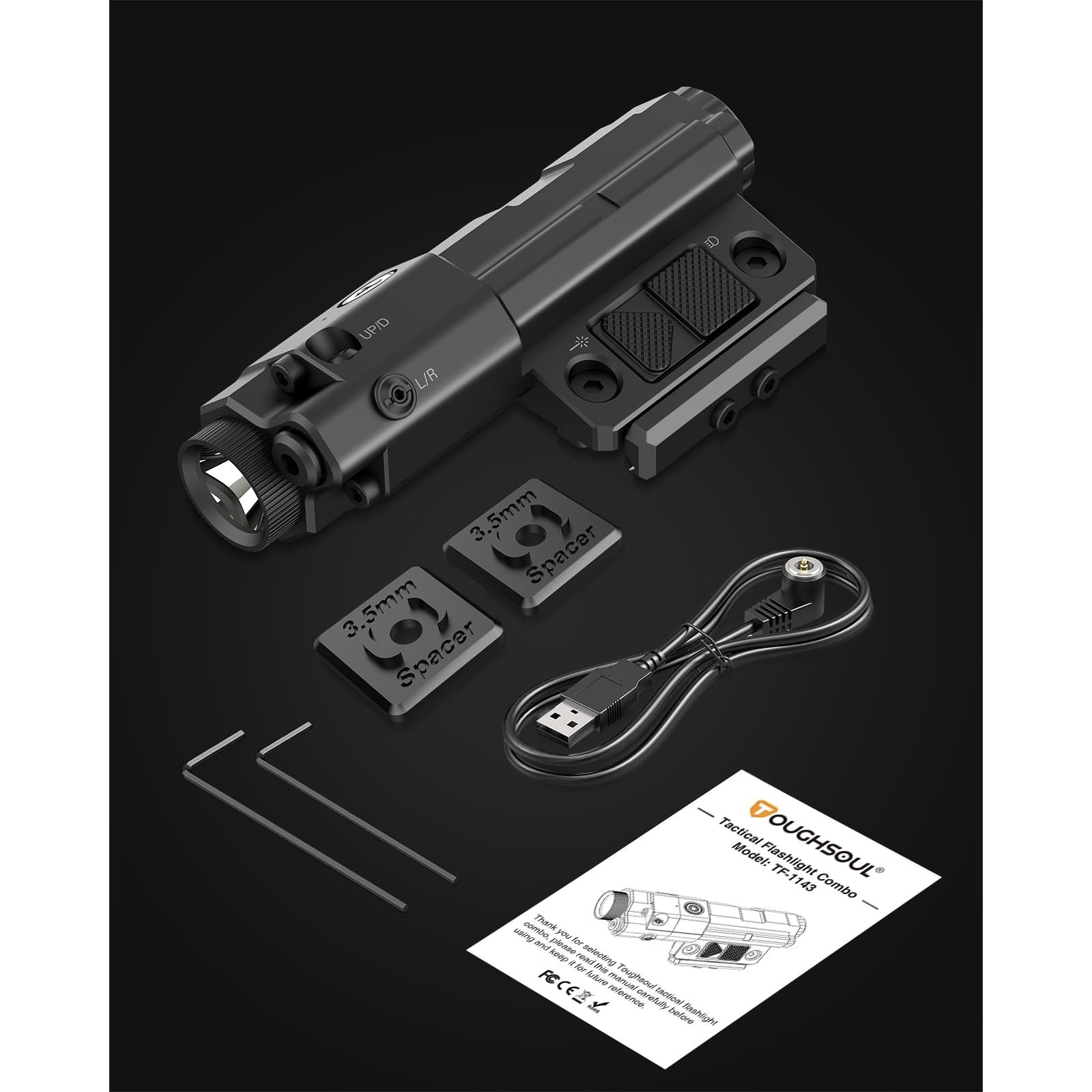 Mlok Picatinny Mounted 940nm IR Illuminator Flashlight IR Laser Combo for Night Vision Scope, Rechargeable Infrared Scope Hunting Light for Night Vision Optics (Must be Used with Night Vision Devices) - Medaid International