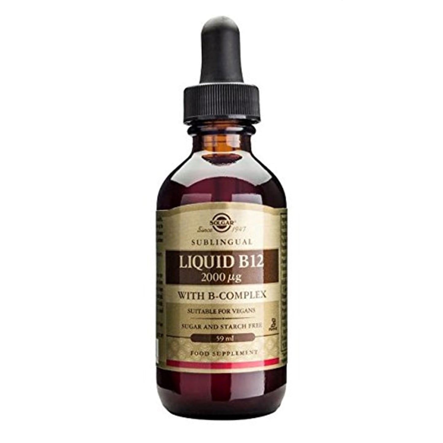 Solgar Sublingual Liquid B-12 2000 mcg with B-Complex, Supports Production of Energy - Nervous System - Promotes Heart Health - Vegan, Gluten Free, Kosher, 2 Fl Oz - Medaid International