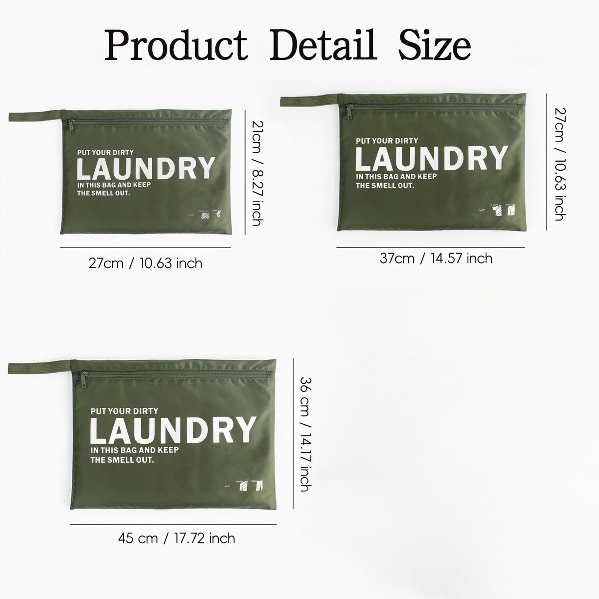 TERRIFI 3 Pack Waterproof Smell Proof Laundry Bags – Reusable Travel Storage for Dirty Wet Clothes, Gym, Swimming, Camping, Home Essentials – Green