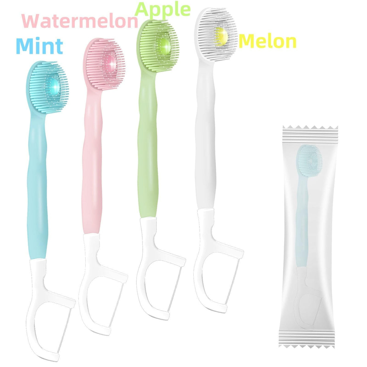 KASTWAVE 26 Pcs 5-in-1 Travel Toothbrush Set, Complete Oral Care All in One Toothbrush, Include Toothpaste, Tongue Cleaner, Dental Floss and Picks, for Travel, Individually Wrapped (Mint Flavor)