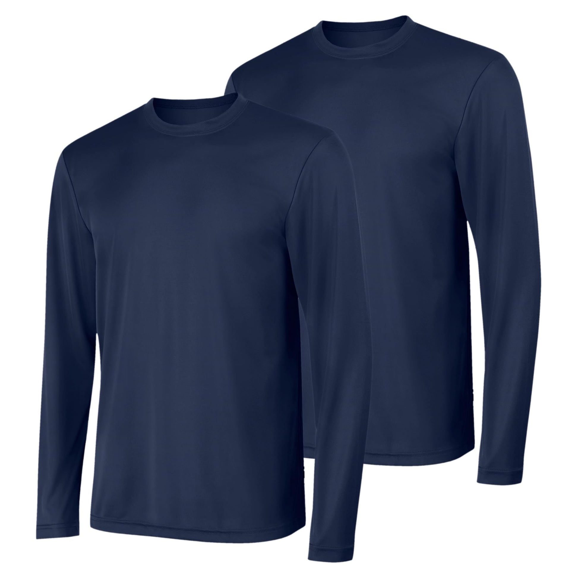 Hanes Men's Long Sleeve Cool Dri T-Shirt UPF 50+, X-Large, 2 Pack ,Navy - Medaid International