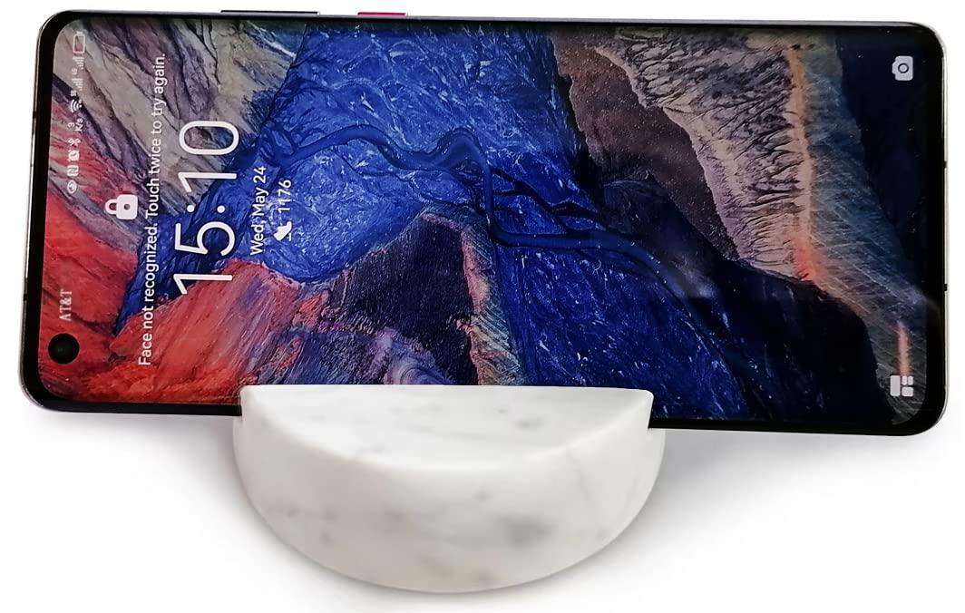 fashciaga Luxurious Marble Cell Phone Stand Holder for Cellphone Tablet On Desk, Countertop, Table, Nightstand. Heavy Real Stone Mobile Phone Stands (Solid) - Medaid International
