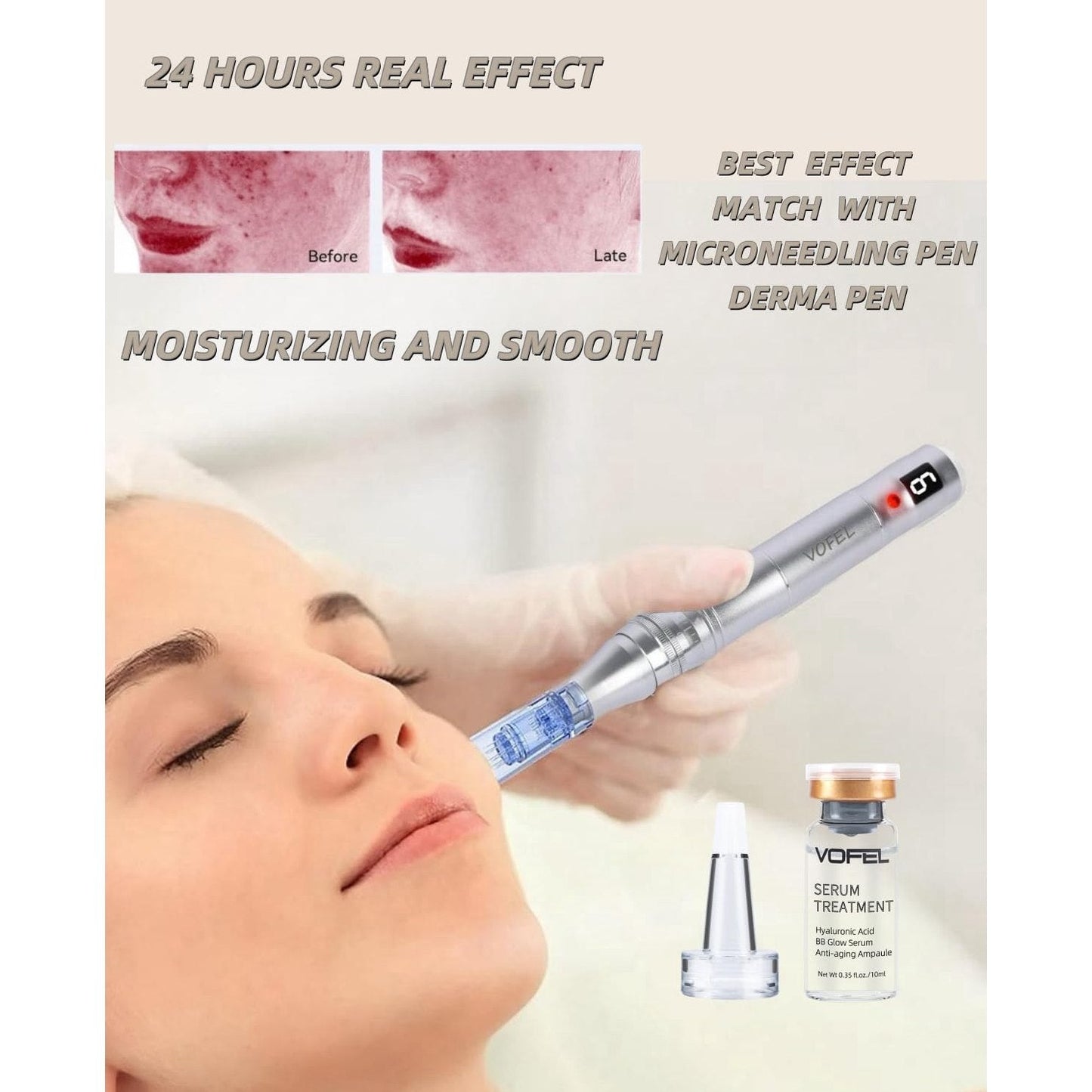 VOFEL Hyaluronic Acid Serum for Microneedling Serum Ampoules for Face BB Glow Starter Kit 0.35 oz 4 Vials - Medaid International
