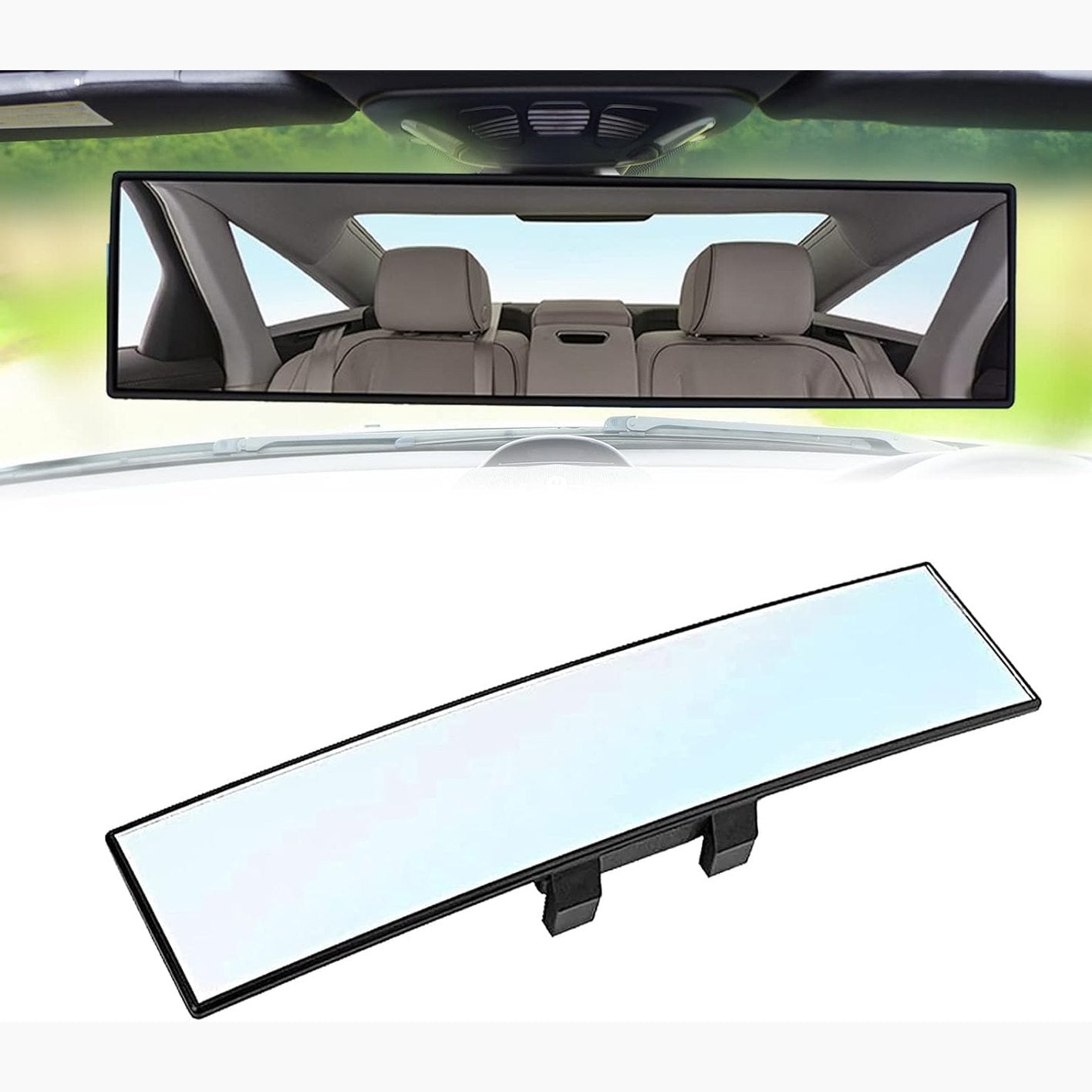 12" Panoramic Clip-On Rearview Mirror, Wide Angle