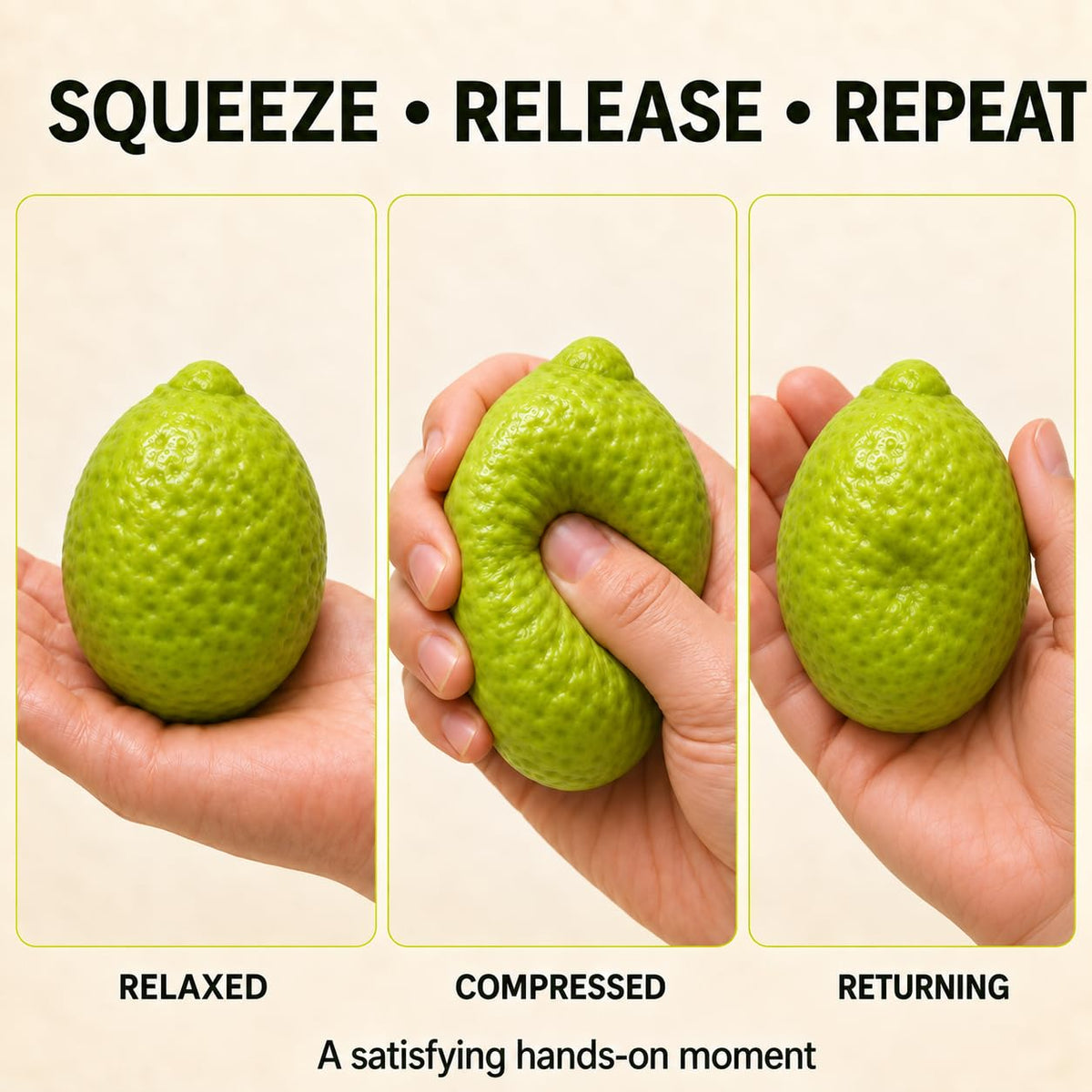 Realistic Fake Food Squishy, Soft Slow Rising Squeeze Stress Relief Fidget Toy for Adults (Green Lemon)