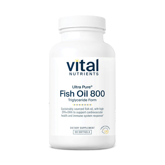 Vital Nutrients Ultra Pure® Fish Oil 800 Triglyceride Form | Heart, Brain, & Immune Health* | Sustainably Sourced High EPA & DHA Omega-3 Fatty Acid | Lemon Flavor | Gluten, Dairy, Soy Free | 90 Count - Medaid International