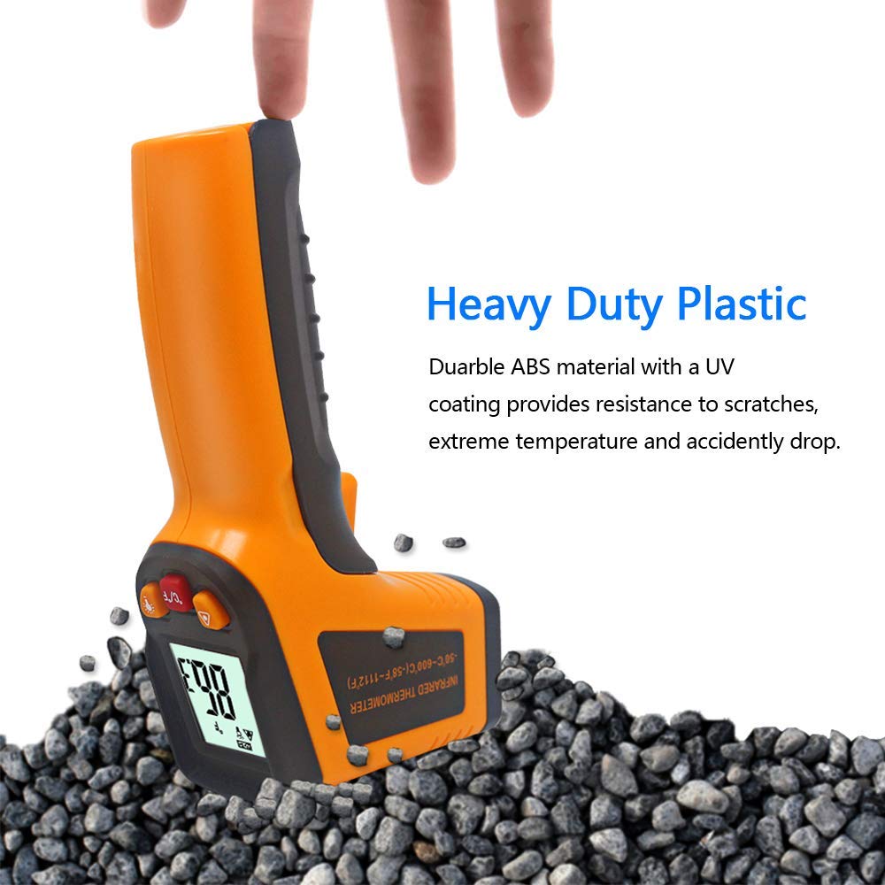 Ketotek Digital Infrared Thermometer Temperature Gun -58°F-1112 °F(-50°C - 600°C) Handheld Non Contact IR Laser Thermometer KT600Y for Cooking Meat Refrigerator Pool Pizza Oven BBQ Food - Medaid International